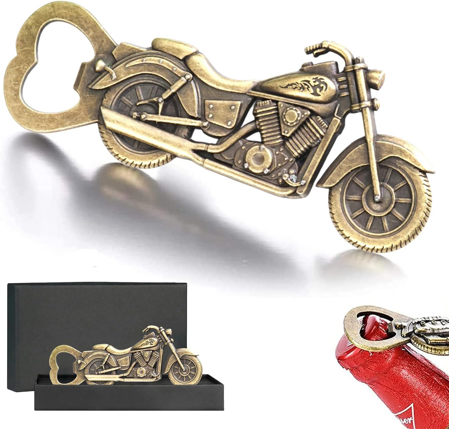 Vintage Motorcycle Bottle Opener Gifts for Men, Unique Beer Gift Birthday Present for Men Dad