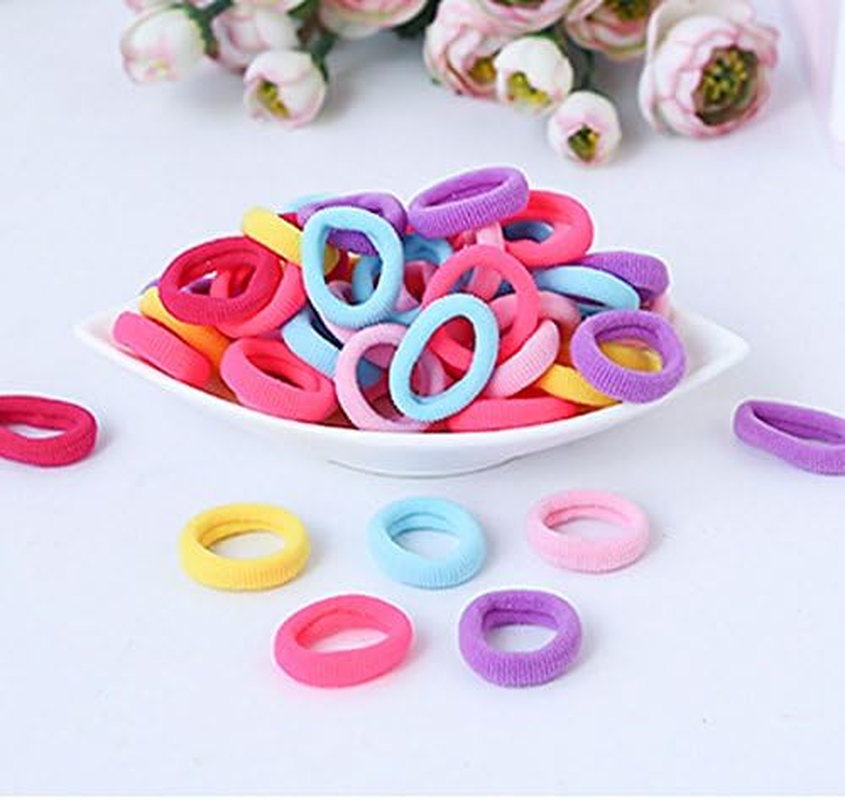 Baby Hair Ties for Kids Toddlers 100 PCS 10 Colors Small Seamless Hair Bands Ponytail Holder J-MEE - Black image number 2