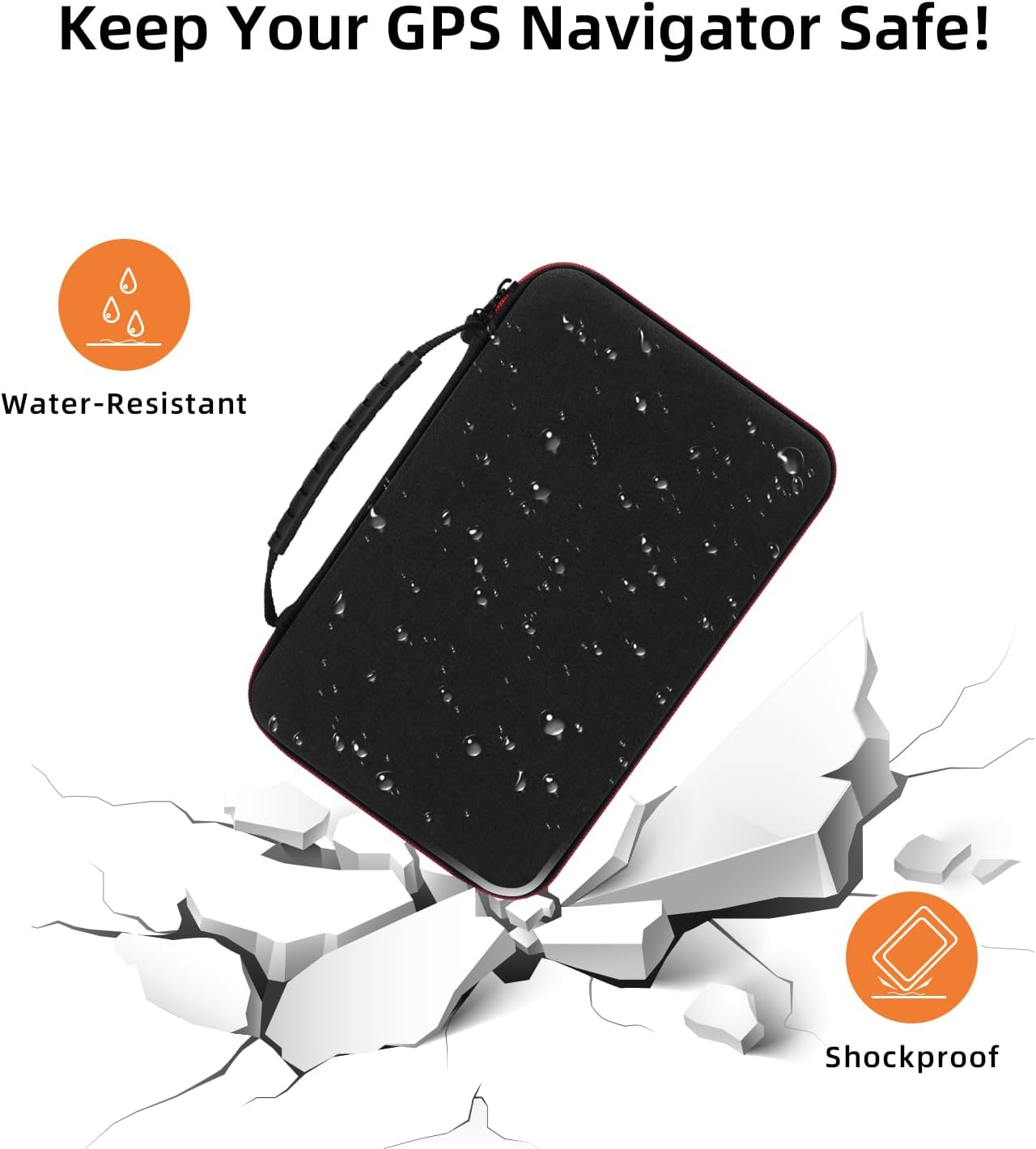 Hard GPS Case for 10-Inch Garmin Dēzl OTR1000 / Dēzl&trade; OTR1010 / RV 1095 / RV 1090 GPS Truck Navigator, GPS Protection Case with Mesh Pocket for USB Cable - Black