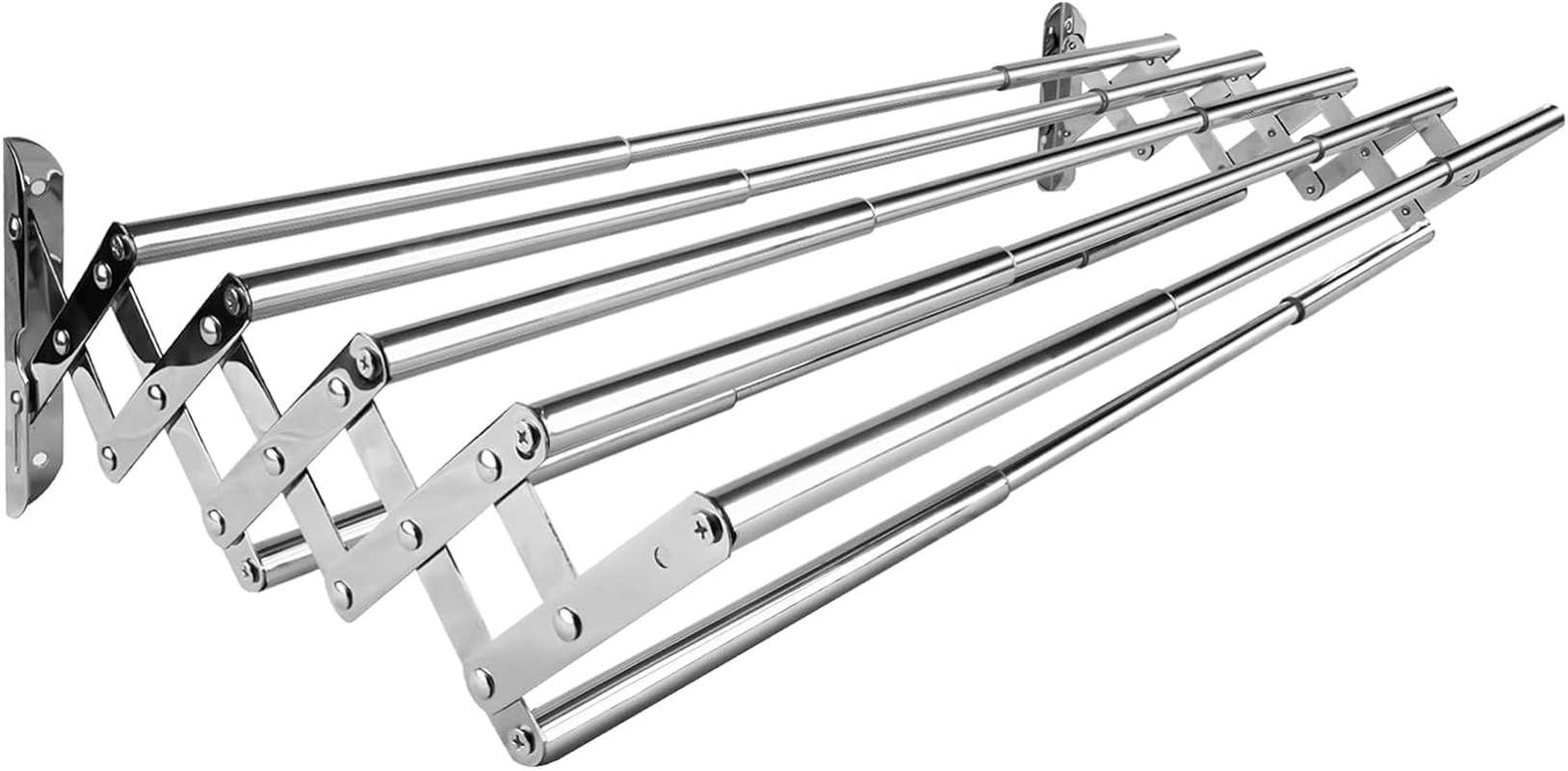 Extendable Wall Mounted Clothes Drying Racks Stainless Steel Airer Dryer Towel Rails Balcony Airer Clothes Dryer 42-70 Cm Width Chrome image number 4