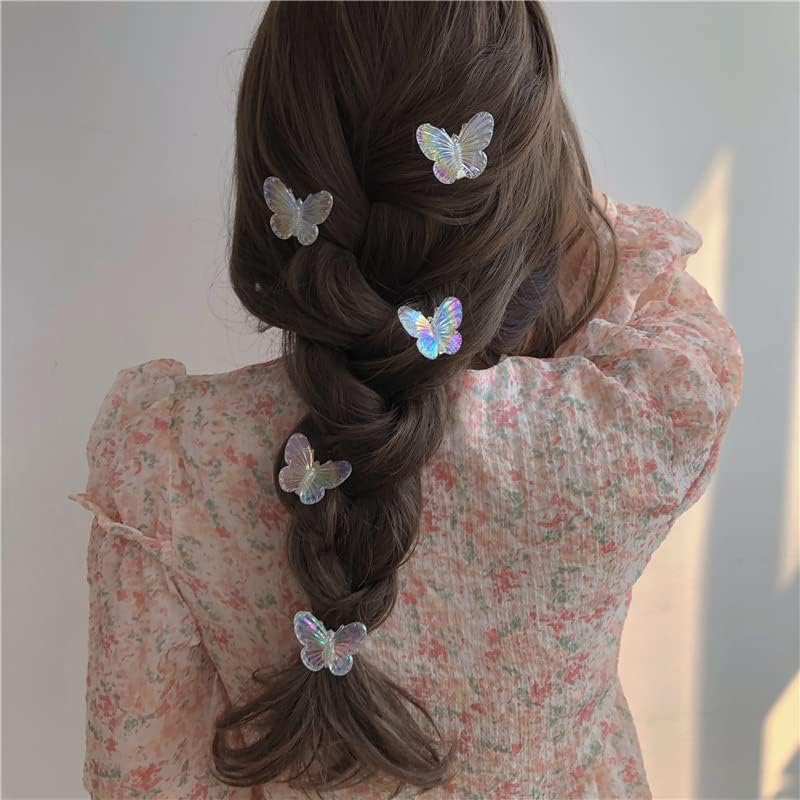 Xiyantiji Mini Butterfly Hair Clips for Girls Pink White Hair Barrette Cute Small Butterfly Clips 10PCS Glitter Hair Pin for Cosplay Party Prom Y2K Hair Accessories for Women Teen Girls