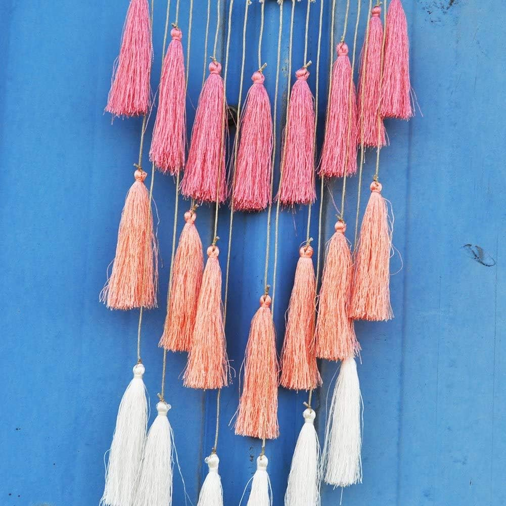 Macrame Dream Catchers for Bedroom Tassel Wall Hanging Handmade Dreamcatchers Home Decor with Ornament Craft Blessing Gift(Red Pink) image number 3