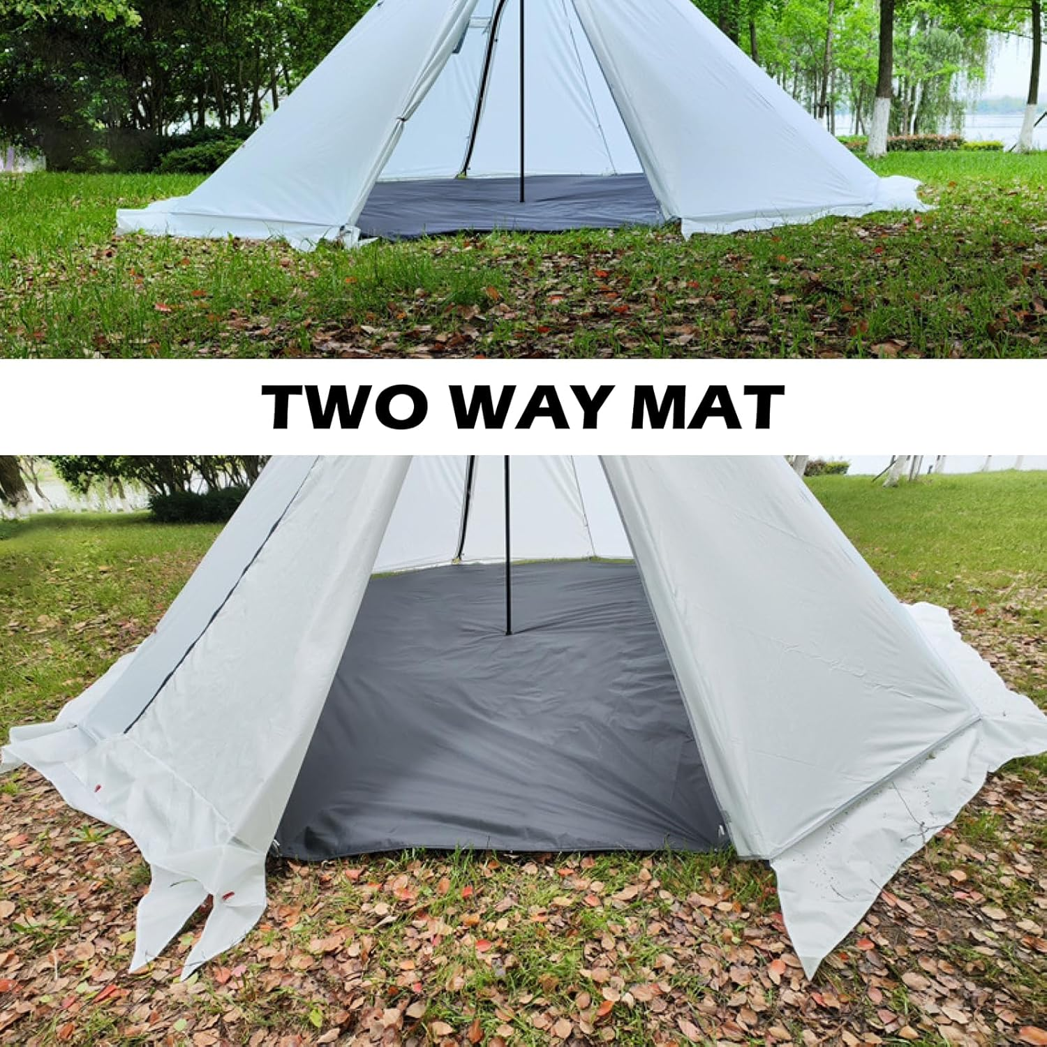 TRIWONDER Waterproof Hexagonal Hammock Rain Fly Tent Tarp Footprint Ground Cloth Camping Shelter Sunshade Beach Picnic Mat for Hiking Picnic (Grey - L - Tarp Only) image number 5