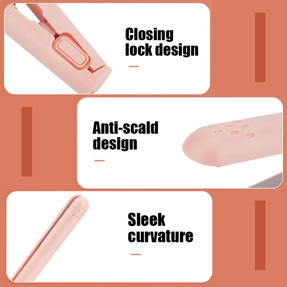 Portable Small Curling Iron 2-In-1 Dual Purpose H Straightener USB Plug Curler for Home Dorm Travel image number 4