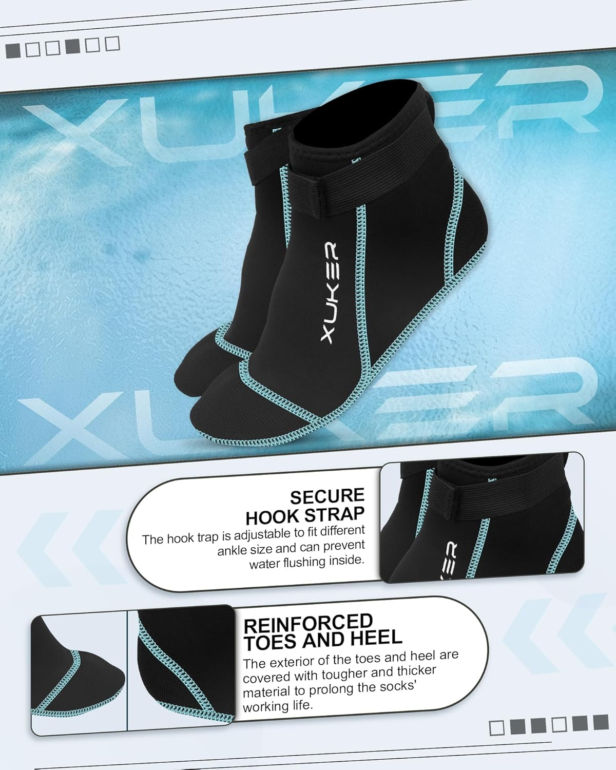 XUKER Neoprene Socks, 3Mm Beach Volleyball Sand Soccer Wetsuit Socks Water Booties for Diving Snorkeling Kayaking Paddling image number 1
