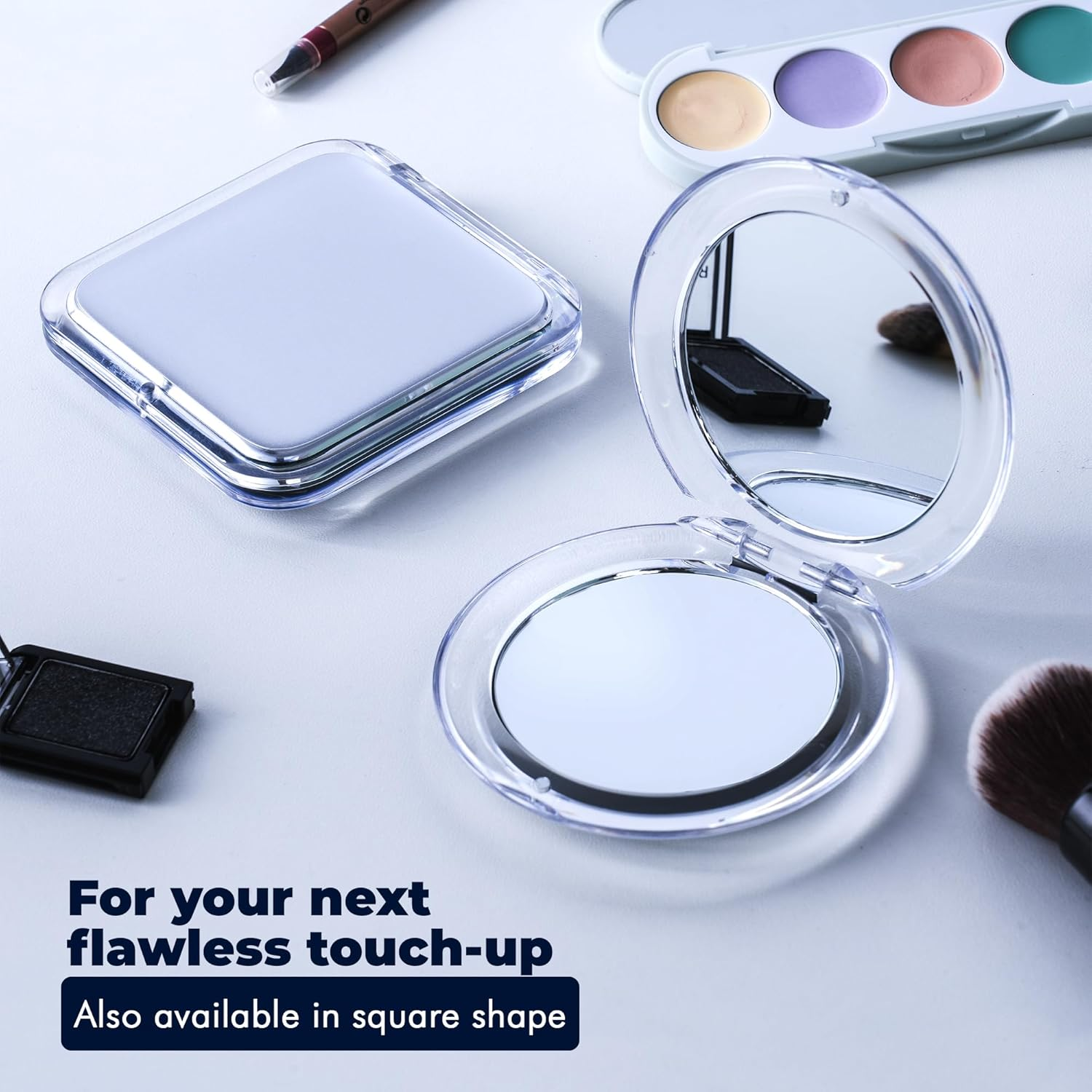 MIRRORVANA Small 12X Magnifying Travel Makeup Mirror, Dual-Sided 12X/1X, Foldable and Lightweight, Portable Compact Mirror Design - Ideal for Handbag, Purse, or Pocket Use - 3.3" Diameter image number 2