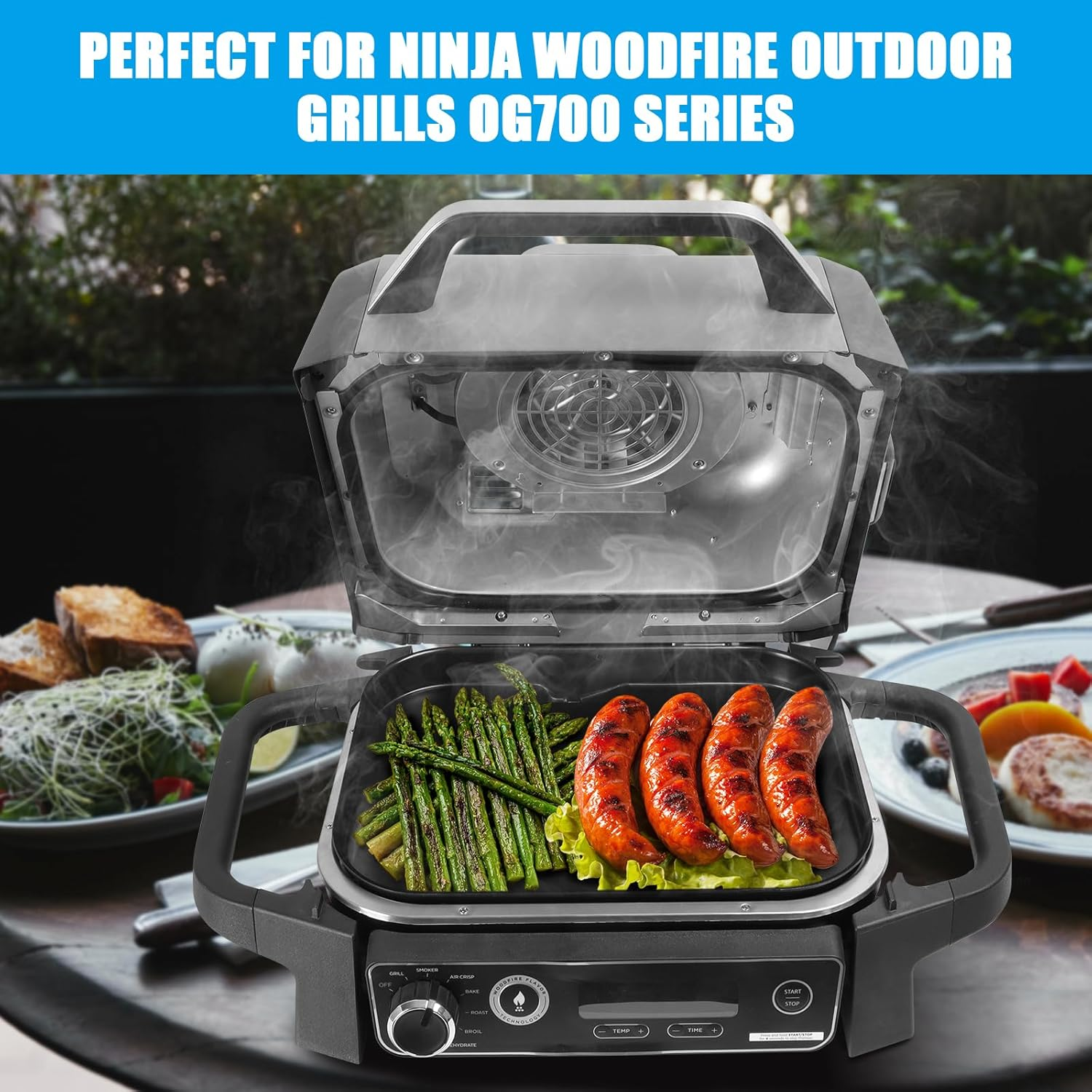 Grill Griddle Plate for Ninja Woodfire Outdoor Grills OG700 Series Accessories, Non-Stick Flat Top Griddle Pan Compatible with Ninja XSKGRDPLT Woodfire OG701 Grill, Insert