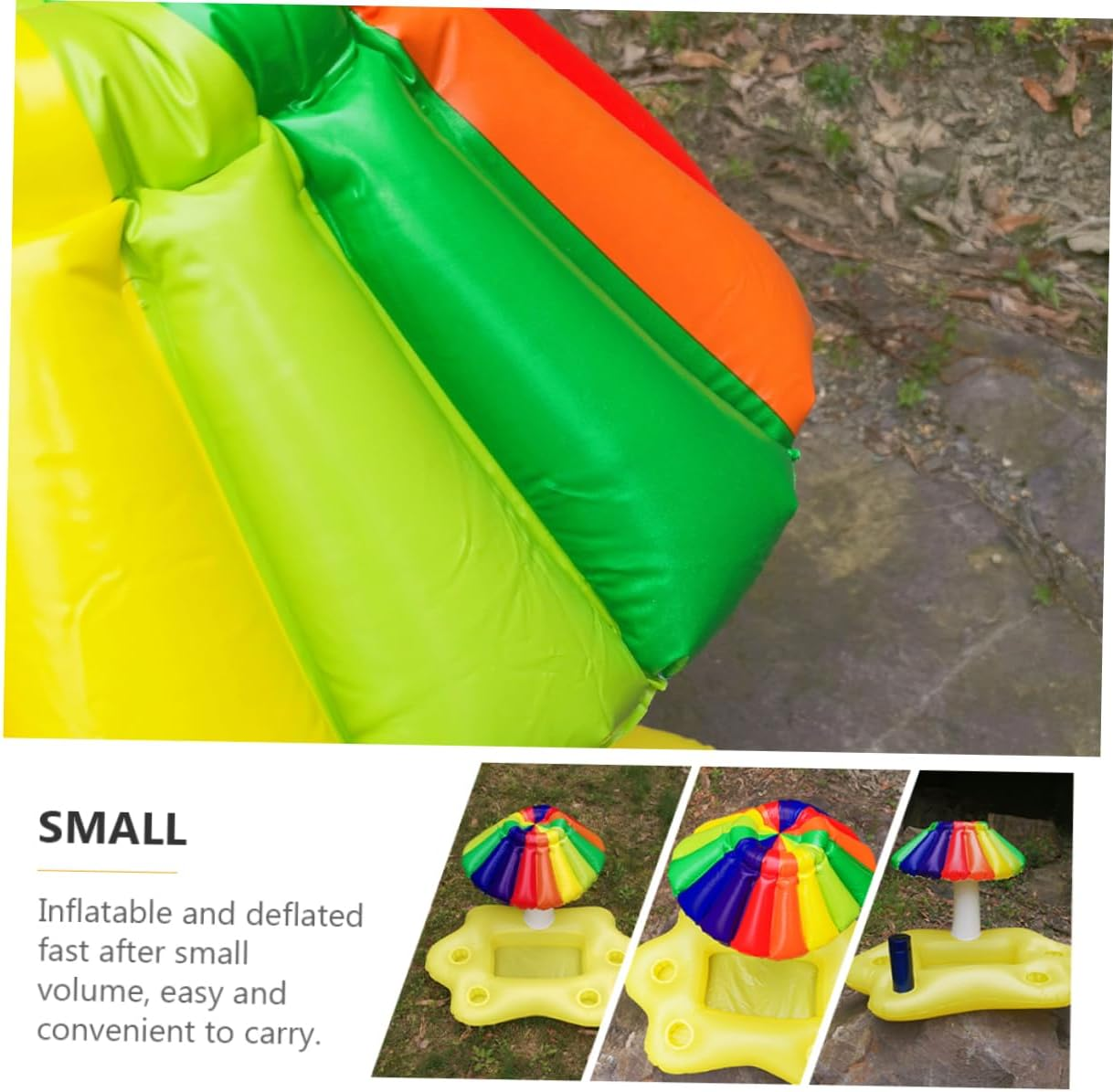 Inflatable Drink Float and Floating Drink Tray Multi-Hole Design, Rainbow Cloud Pattern Pool Cooler for Adult Entertainment and Water Toy Use image number 6