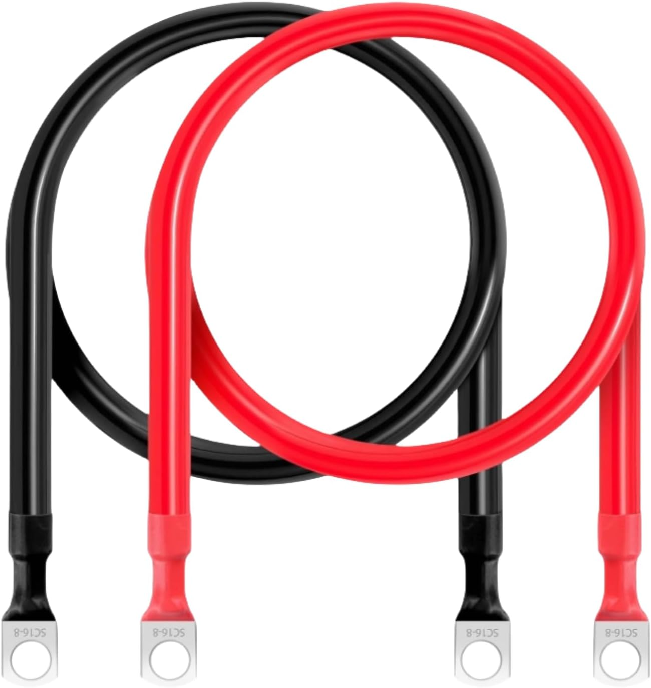 2PCS 5/16" M8 Battery Cable Set,50Cm 5AWG Copper Power Inverter Cables with Terminals for Car, Vehicle, RV, Solar Application and More(Red+Black image number 6