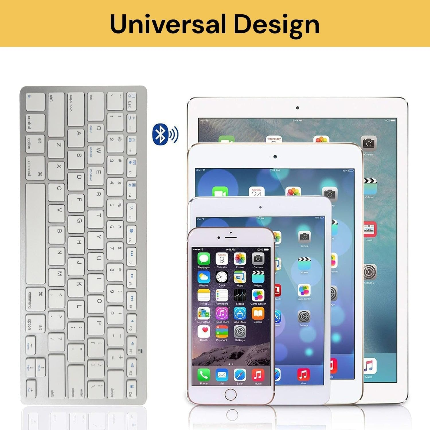 EZONEDEAL Wireless Keyboard - Ultra-Slim Bluetooth Keyboard Flat & Quiet Compatible with All Bluetooth Enabled Devices Compatible with Android, Windows, Computer Keyboards, Laptop, Tablet image number 1