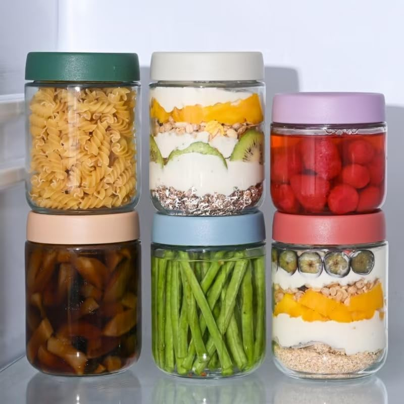 Overnight Oats Containers with Lids 16 Oz Glass Jars with Lids 6 Pack Glass Mason Jars with Airtight Lids, Perfect for Oats, Yogurt, Chia Pudding image number 6