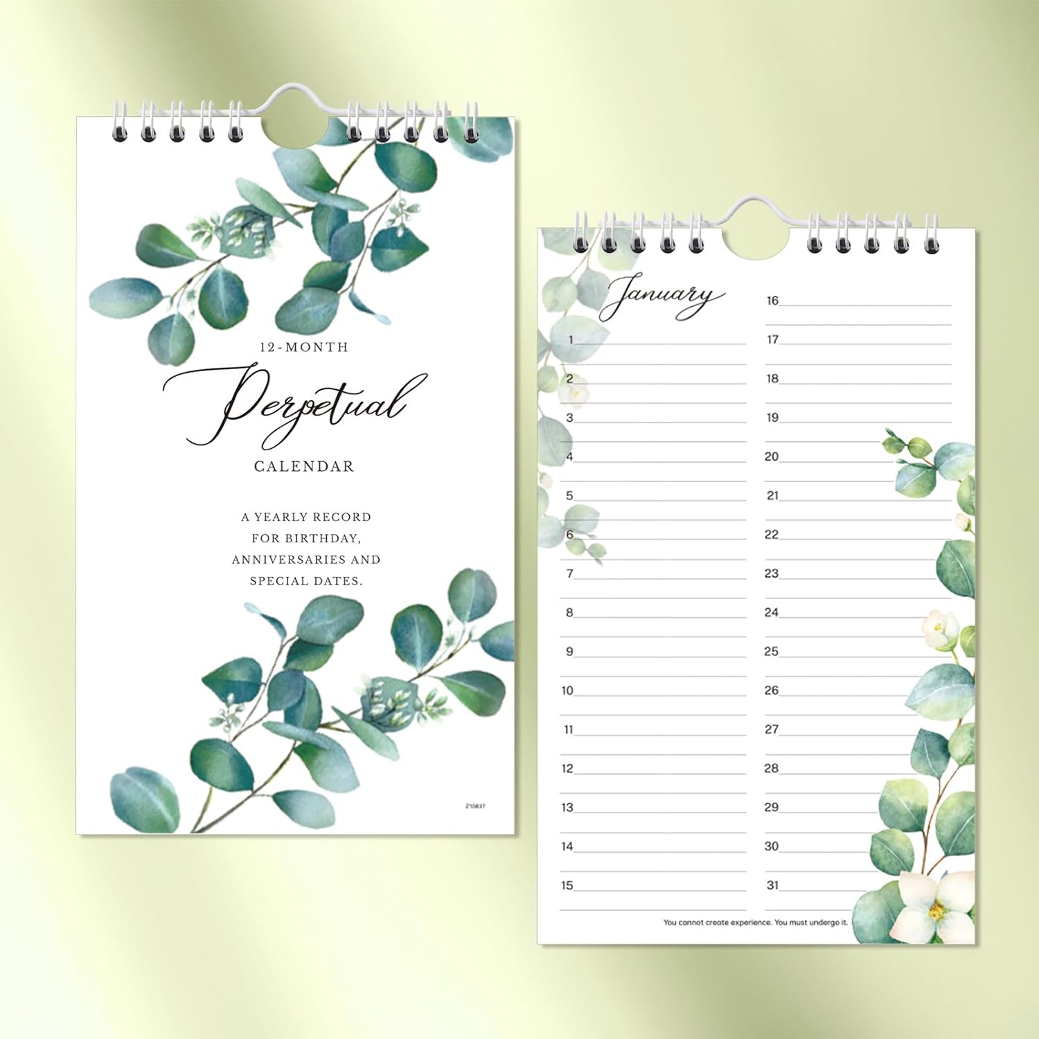 Perpetual Calendar - 12-Month Undated Calendar from Jan. to Dec., 6'' X10'' Perpetual Calendar with 2 Lines per Days, Reminding Anniversaries, Birthdays, Festivals, Birthday Reminder Book with Thick image number 2