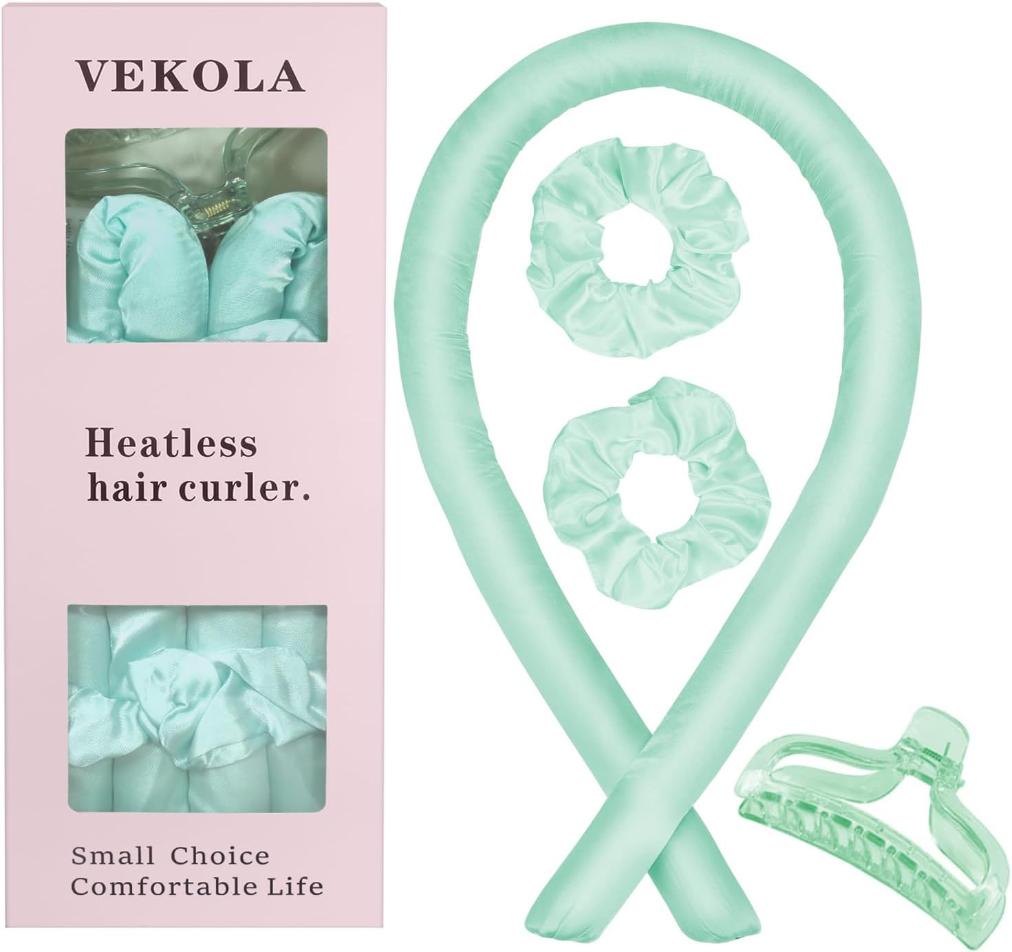 Heatless Hair Curler Headband Creates Heatless Curls and Waves While You Wear (Blue, Medium)