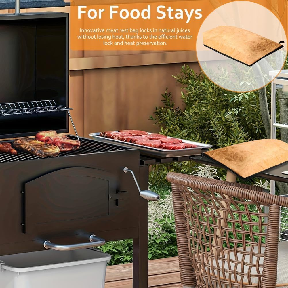 Retro Yellow BBQ Blanket for Resting Meat, Reusable Meat Insulated Resting Bag, Smoker Grilling Meat Insulation Bag, Outdoor BBQ Resting Blanket (Color: Retro Yellow) image number 6