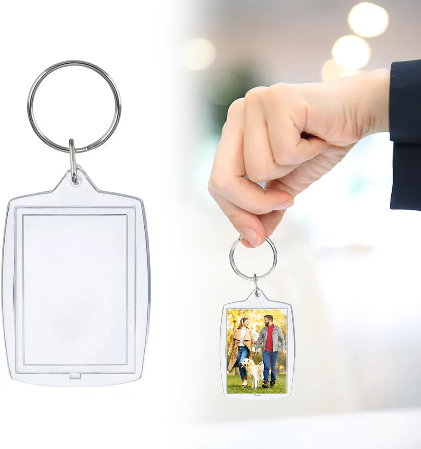 Yotsuba 10 Pack Clear Acrylic Photo Keychain, DIY Picture Frame Keyring with Zinc Alloy Ring - Keychain Kit for Making Custom Photo Keyring & Picture Keychain -Ideal for Birthdays and Christmas image number 6