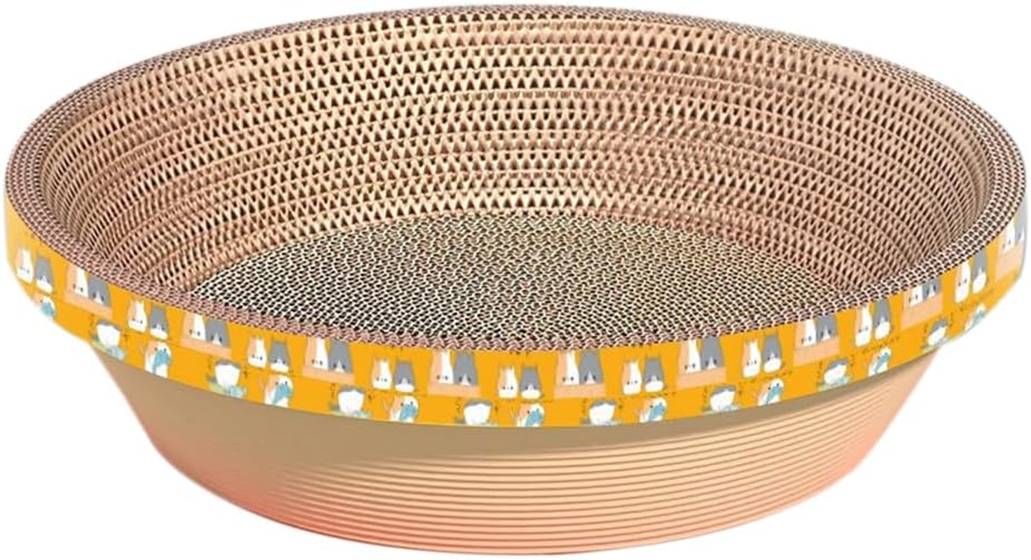 TOMVAES Cat Scratcher Bowl-Shaped Plate Thicken Corrugated Paper Cardboard Nest, Pets Supplier Reversible Kitty Scratching Pad Lounge Bed Interactive Toy,Furniture Protection Training Toy(50Cm) image number 3