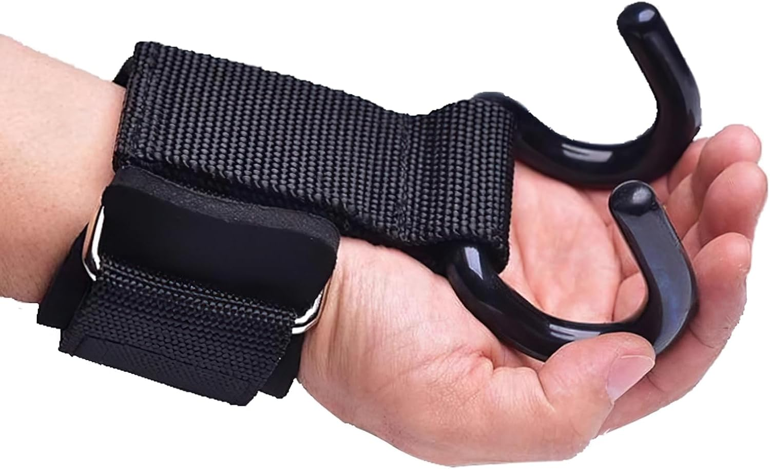 Weight Lifting Hooks,Heavy Duty Lifting Wrist Straps, Weight Lifting Grips,Weight Lifting Straps,Wrist Straps Weightlifting,Adjustable Pull-Up Hooks Straps,Heavy Duty Weight Lifting Steel Hooks image number 6