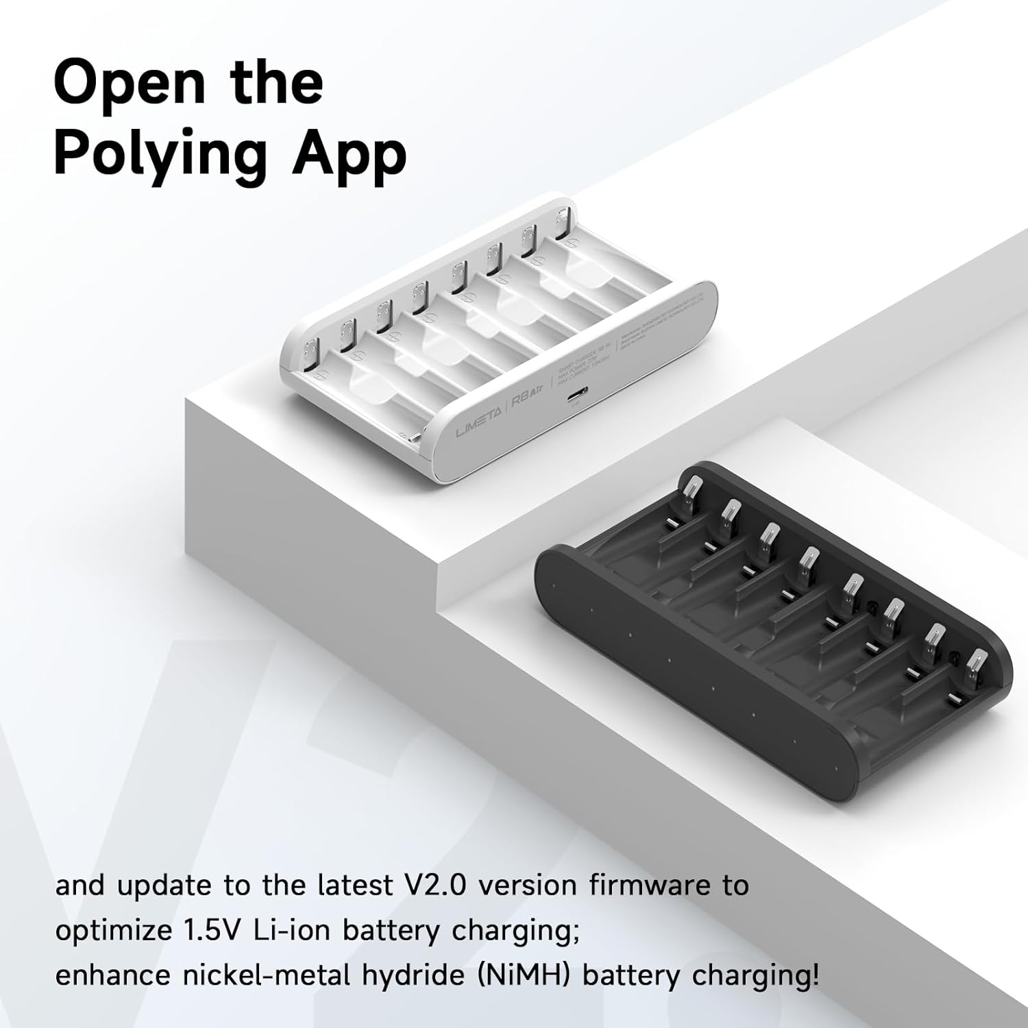 LIMETA R8Air 8-Slot Charging Station-Universal Battery Charger AA AAA, Compatible with Nimh/Nicd/Li-Ion & Eneloop/Eneloop AA, Double a Batteries/Aaa Batteries/18650 & Rechargeable Household Batteries image number 2