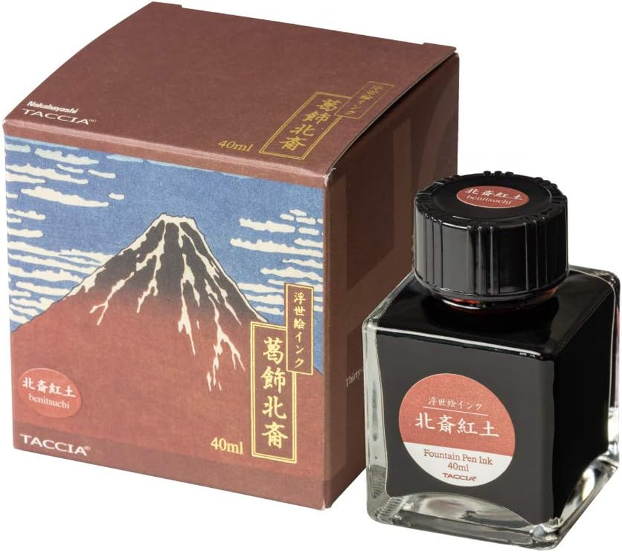 TACCIA TFPI-WD42-1 Fountain Pen Ink, Water-Based Dye, Ukiyo-E Ink, Katsushika Hokusai, Red Soil image number 1
