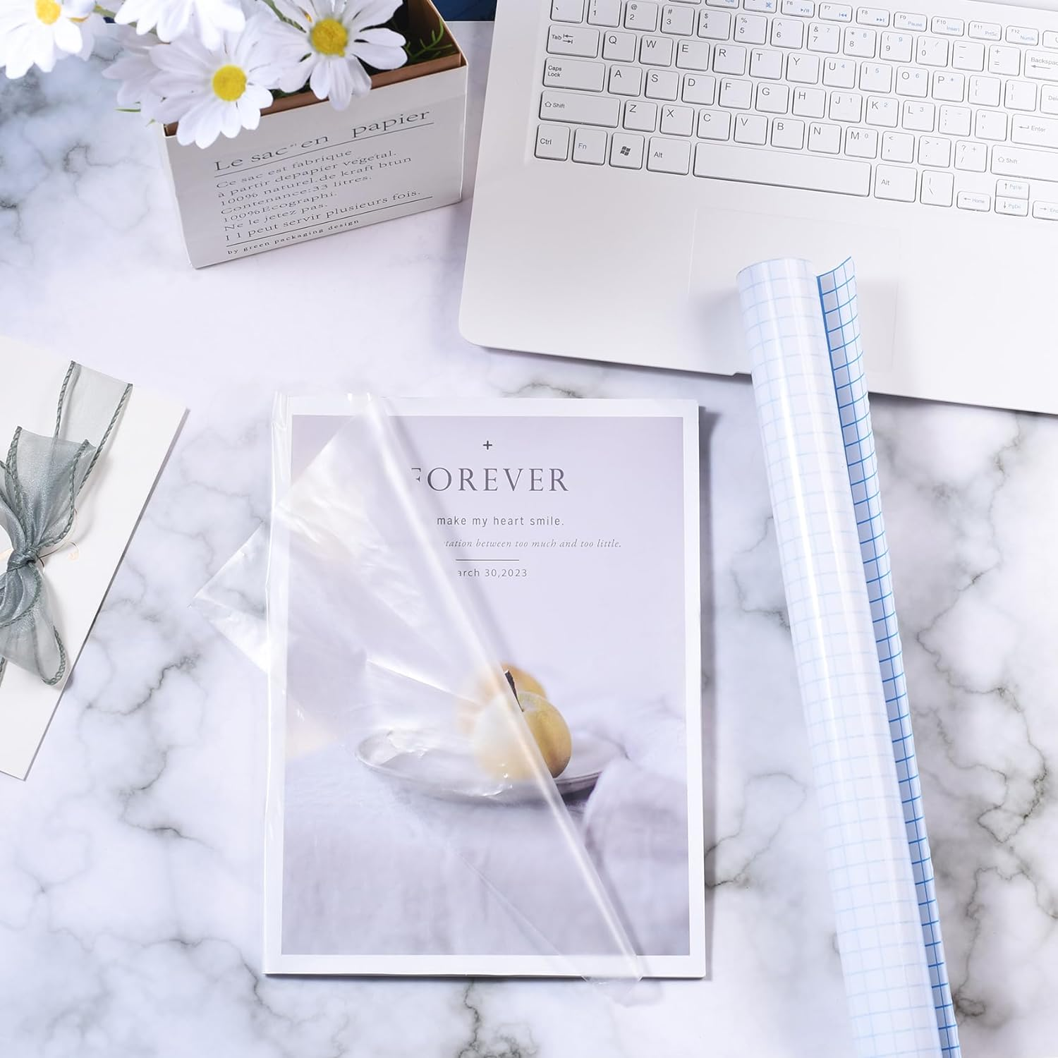 Lparkin 45 X 150 Cm （17.7In X 4.9Ft） Clear Book Cover Self Adhesive, Tear & Water Resistant Plastic Cover for Books and Documents Clear Roll, Easy Peel Liner Transparent Book Cover Film