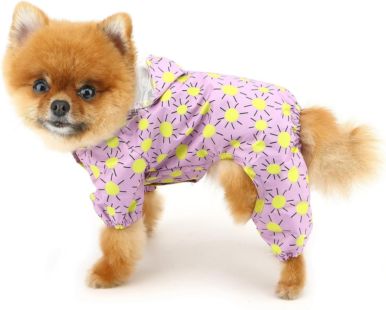 Cute Cartoon Waterproof Dog Raincoats for Small Dogs with Clear Hood and Leash D-Ring Lightweight Pet Rain Jacket Puppy Poncho Clothes (Purple;, XL) image number 5