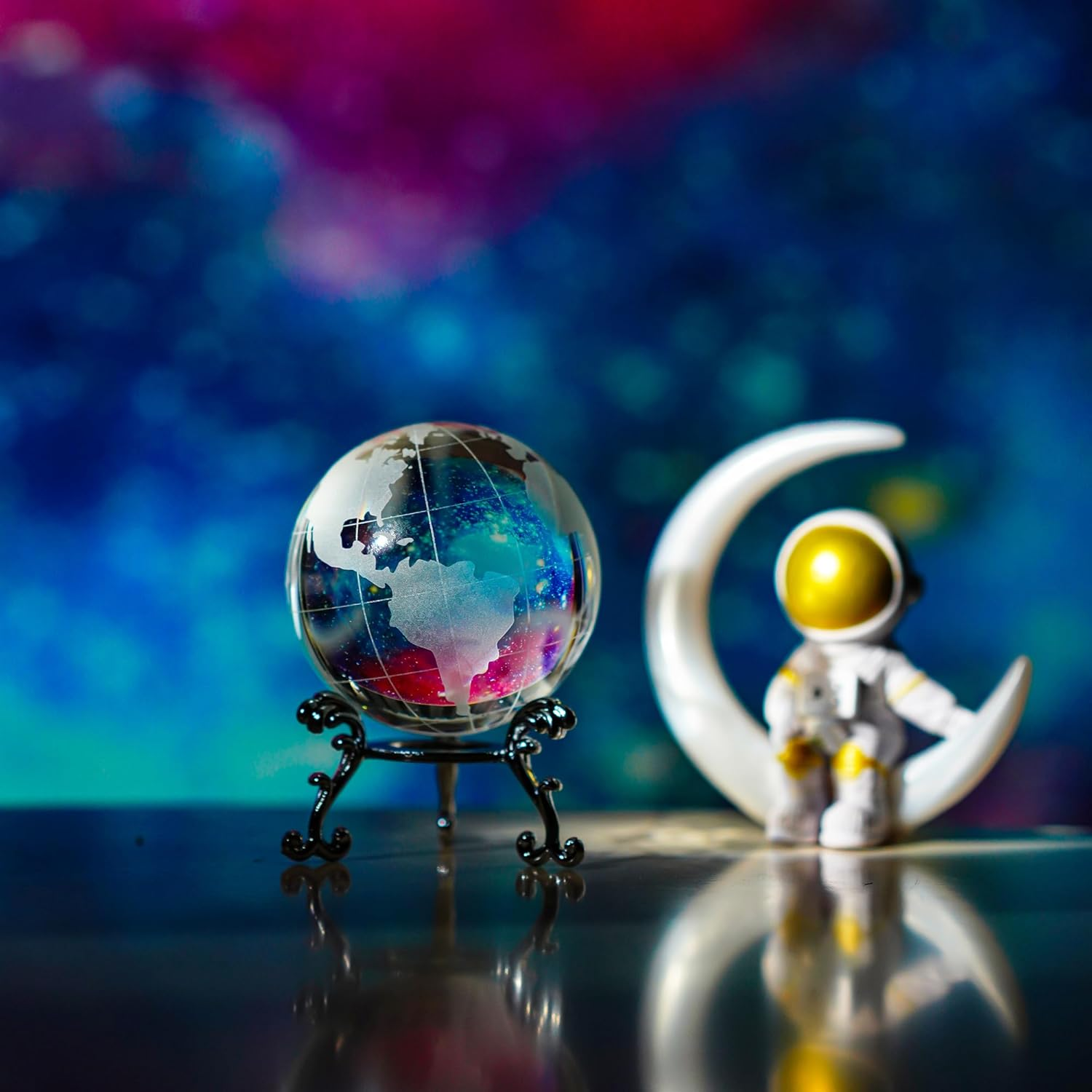 60Mm World Globe Crystal Earth Ball Paperweight with Stand Glass Sphere Display Globe Ball Christmas Decor for Home Office Desk image number 6