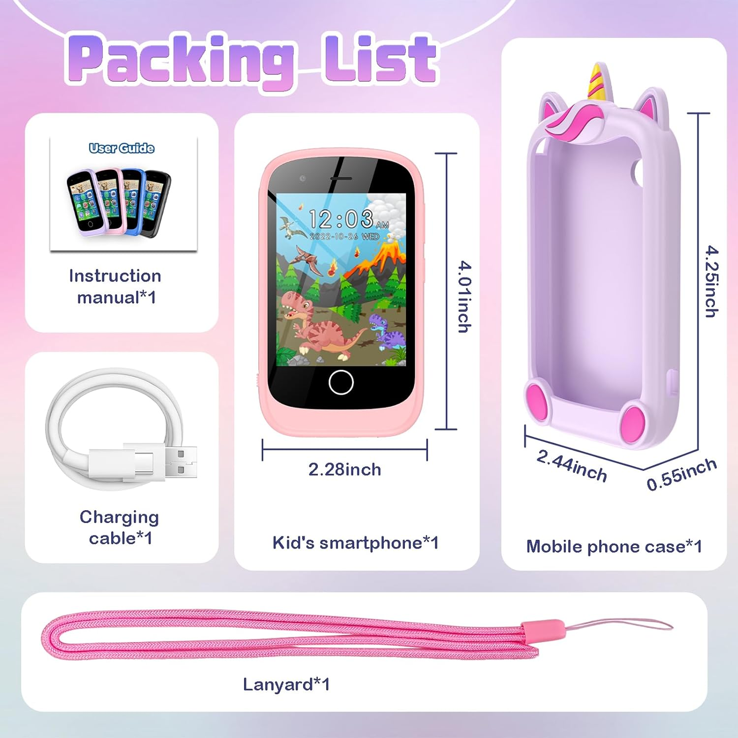 PTHTECHUS&reg; Kids Smart Phone, Easter Christmas for Girls Boys Toddlers Childrens 3-12 Years Old Kids Phone Touchscreen Learning Toys for Birthday Holiday Ideas Pink image number 3