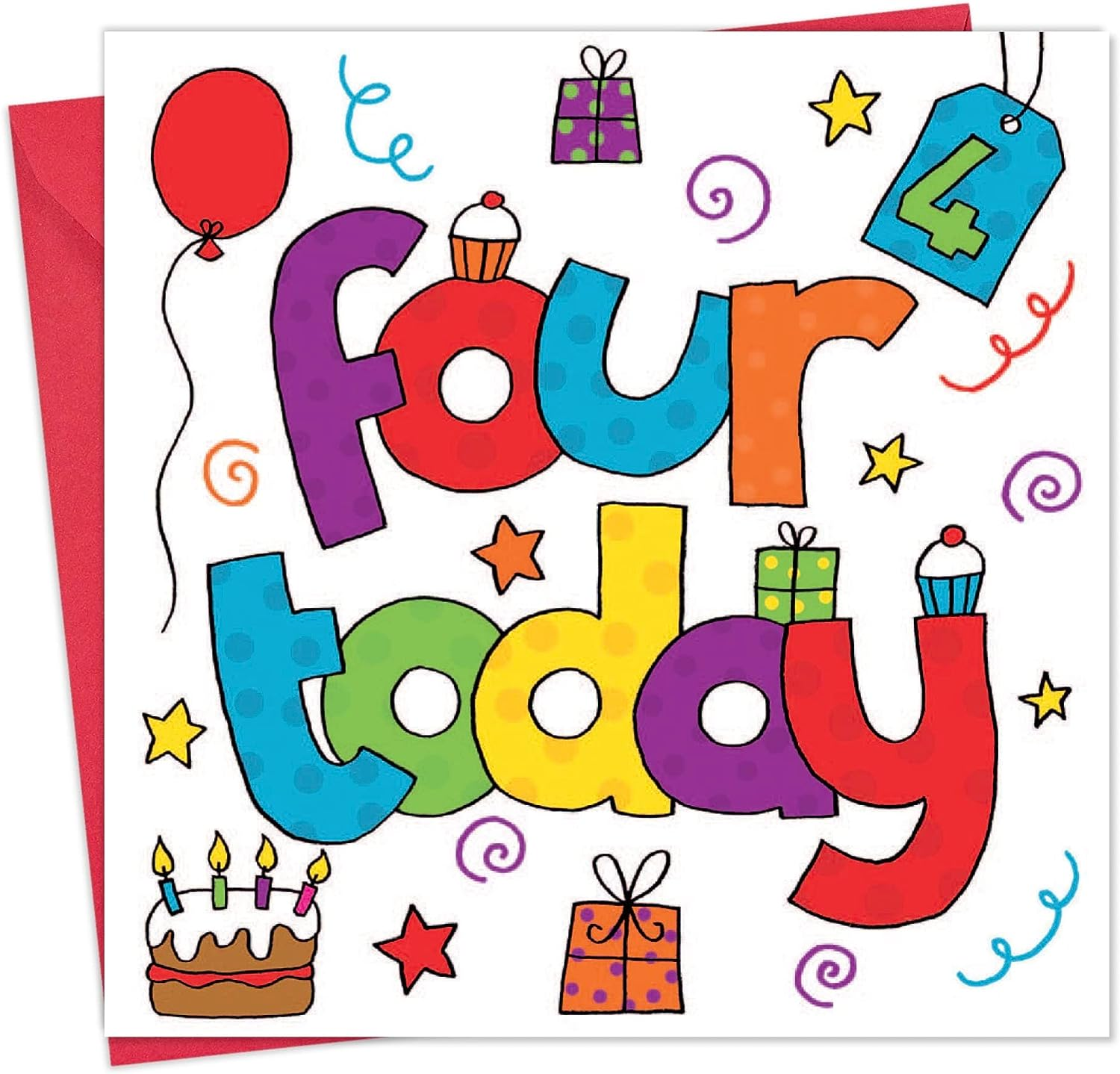 Twizler 4Th Birthday Card for Boy or Girl - Fourth Birthday Card Boy - Fourth Birthday Card Girl - Boys Birthday Card - Girls Birthday Card - Age 4 Birthday Card - Unisex Childrens Birthday Card