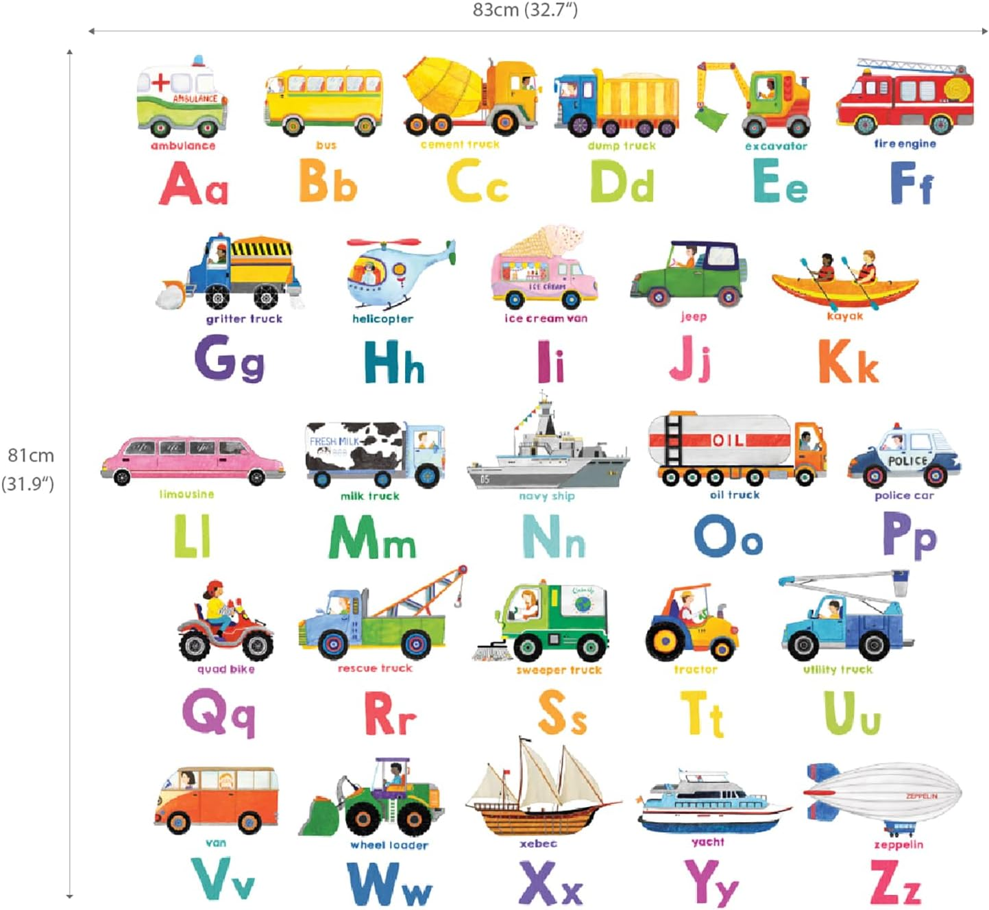 DECOWALL DS8-2005N Transport Alphabet Wall Stickers Wall Decals Peel and Stick Removable Wall Stickers for Kids Nursery Bedroom Living Room image number 4