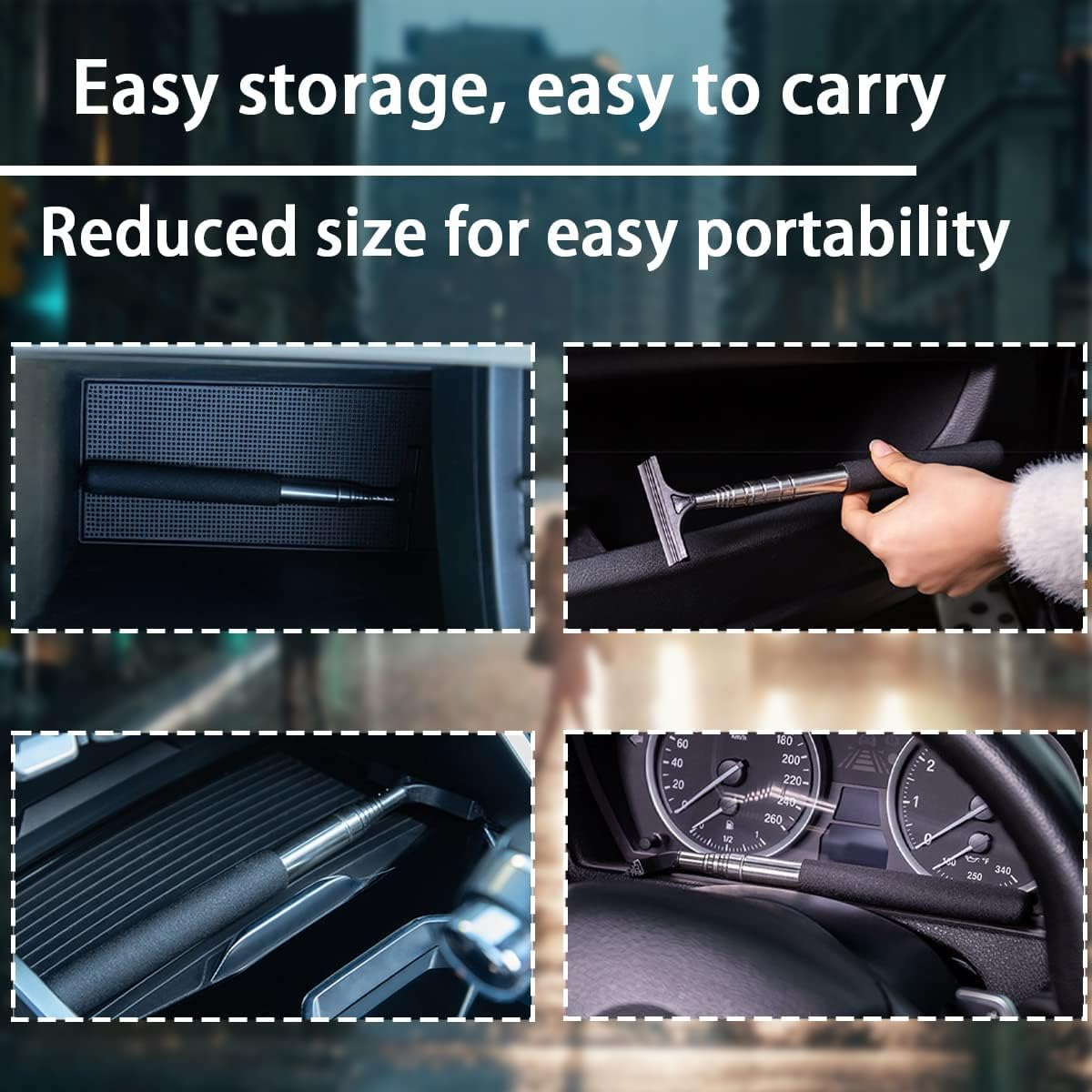 Car Rearview Mirror Wiper, Retractable Auto Glass Squeegee, Water Cleaner with Telescopic Long Rod, Portable Cleaning Tool for All Vehicles, Universal Automotive Accessories (Black) image number 5