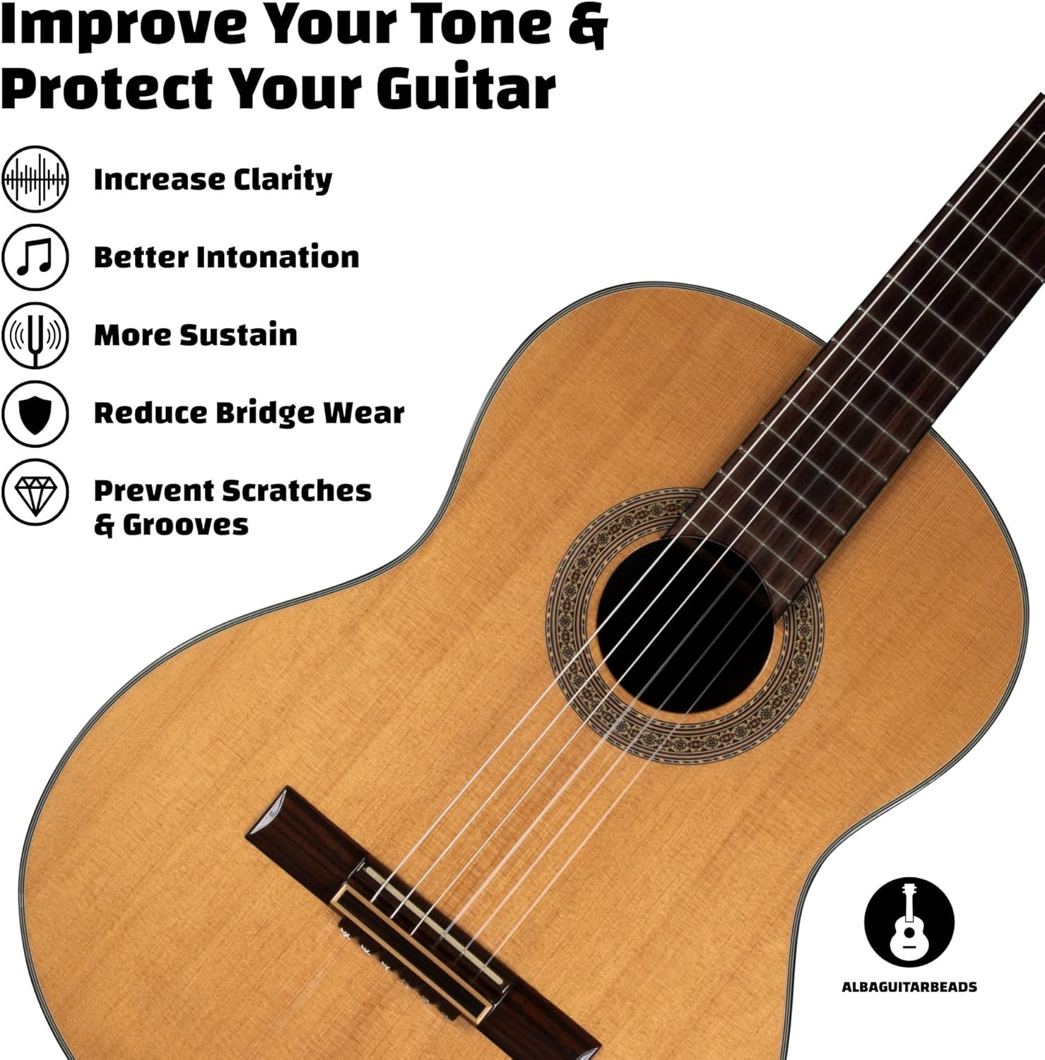 Classical Guitar Beads in Brown Gloss for Acoustic Guitar Flamenco Guitar with Nylon Strings image number 5