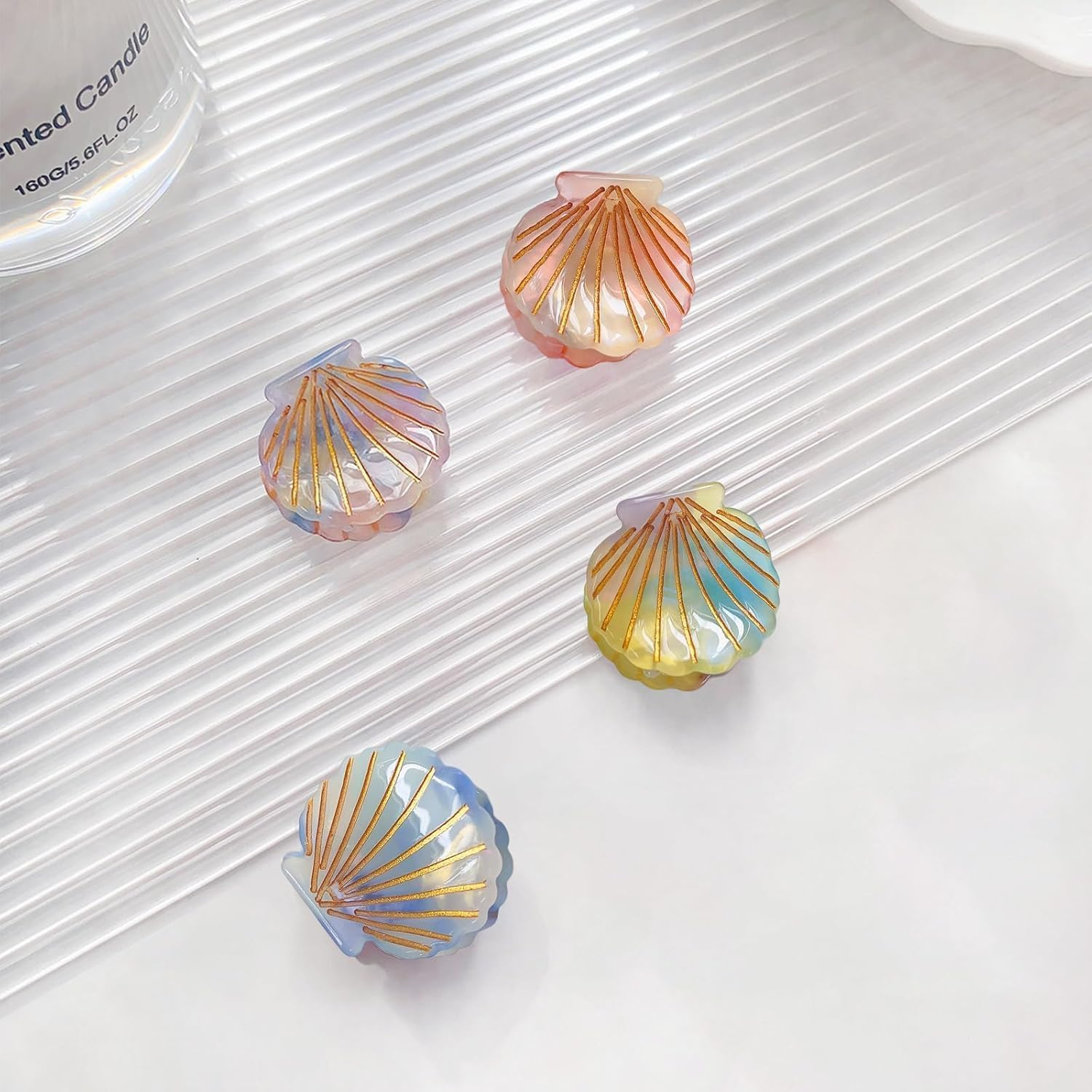 4 Pcs Non Slip Hair Claw Clips for Women & Girls, Sea Shell Hair Accessories, Strong Hold Durable Clips for Beach Vacation Party, Lightweight Mermaid Barrettes (Mixed Colors) image number 4