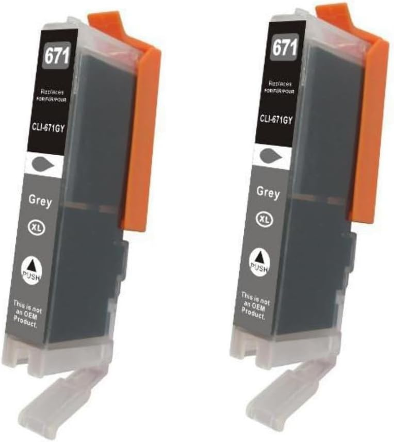 2 X Generic 671XL Grey Compatible with Canon CLI671XL Grey for Canon PIXMA MG7760, TS8060, TS9060, MG7766