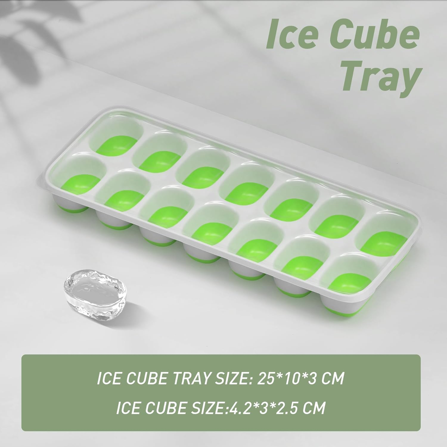 Ice Cube Tray with Lid, 2 Packs 28 Cubes Durable Stackable Ice Cube Trays for Freezer with Removable Lids, Easy-Release Plastic & Silicone Ice Tray for Cocktail, Coffee image number 2
