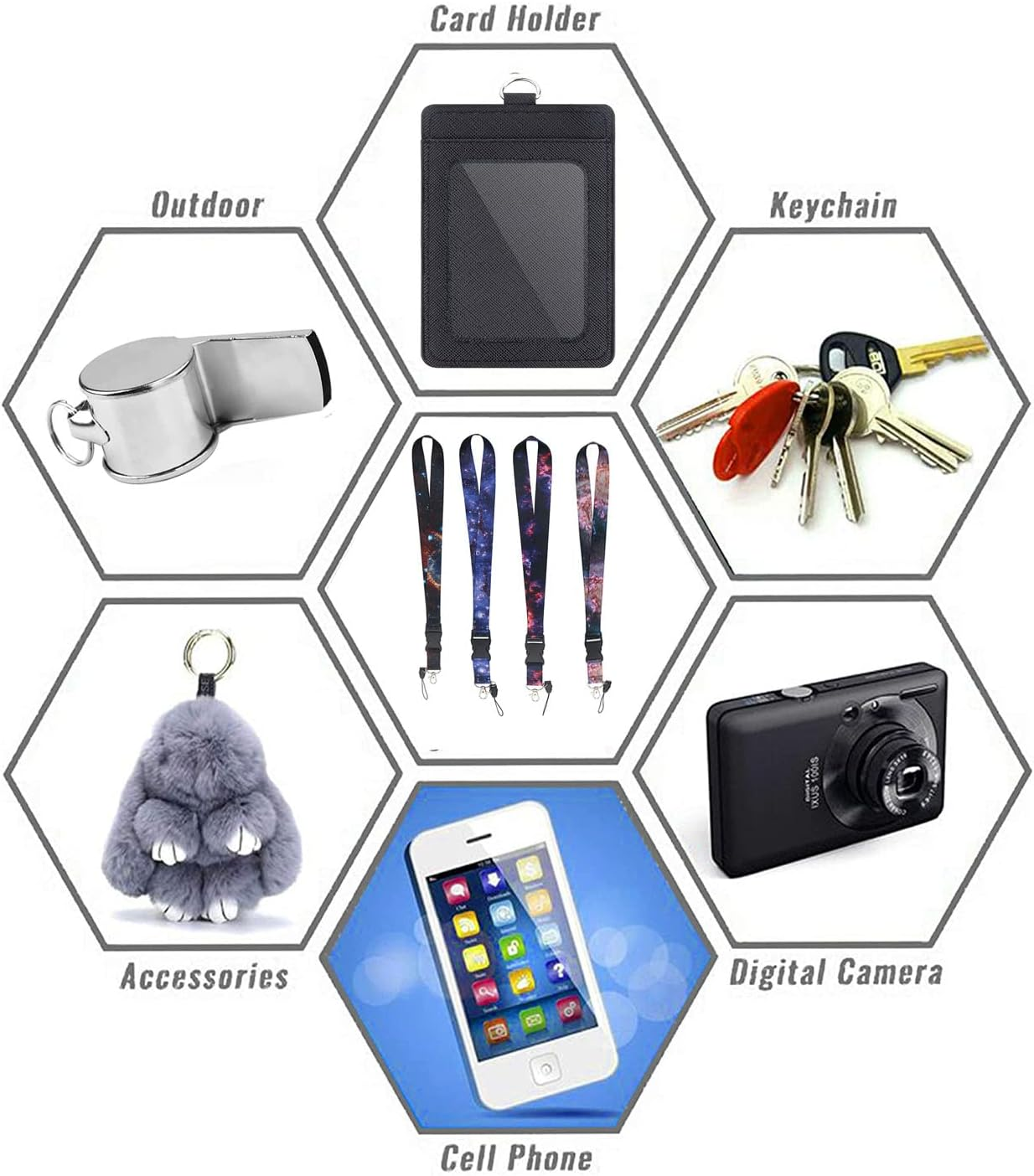 2Pcs Lanyard for Keys, Starry Sky Badge Lanyards,Neck Lanyard Kit with Release Buckle for Women& Men, Wallet, Car Keys (B) image number 3