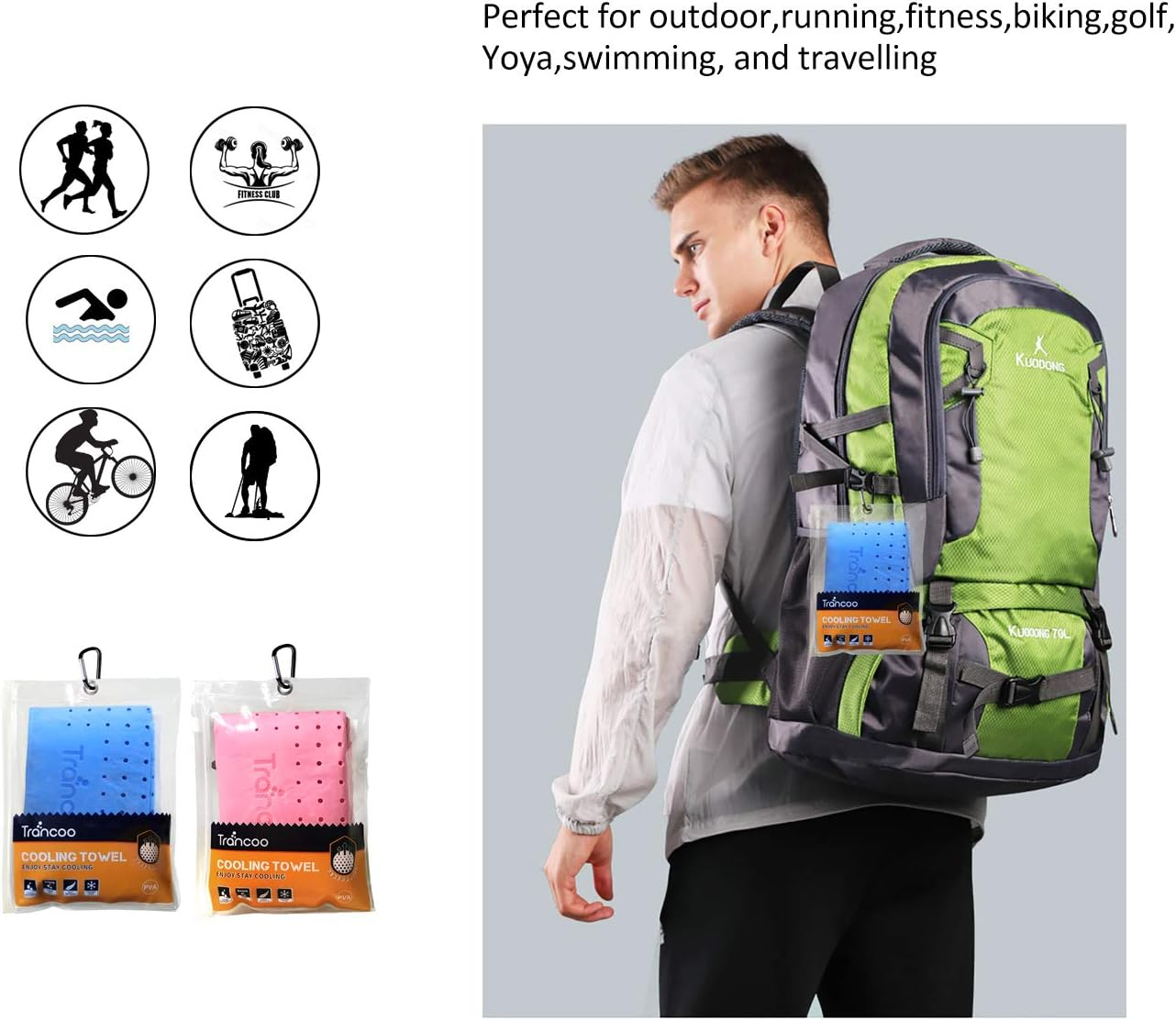 2 Packs PVA Cooling Towel(33"X7.85",Perforated Chill Towel, PVA Cooling Scarf,Sweat Rags for Workout, Gym Towel, Neck Warp Sports Towel for Running, Hiking,Swimming Golf (Blue+Pink) image number 3