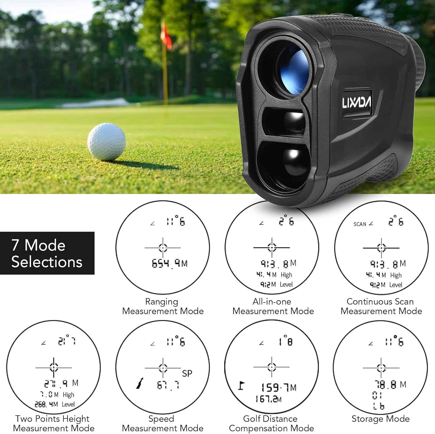 Golf Rangefinder, Professional Precision 656 Yards Range Rechargeable Distance Meter Speed Tester 6X Magnification Golfing Finder image number 3