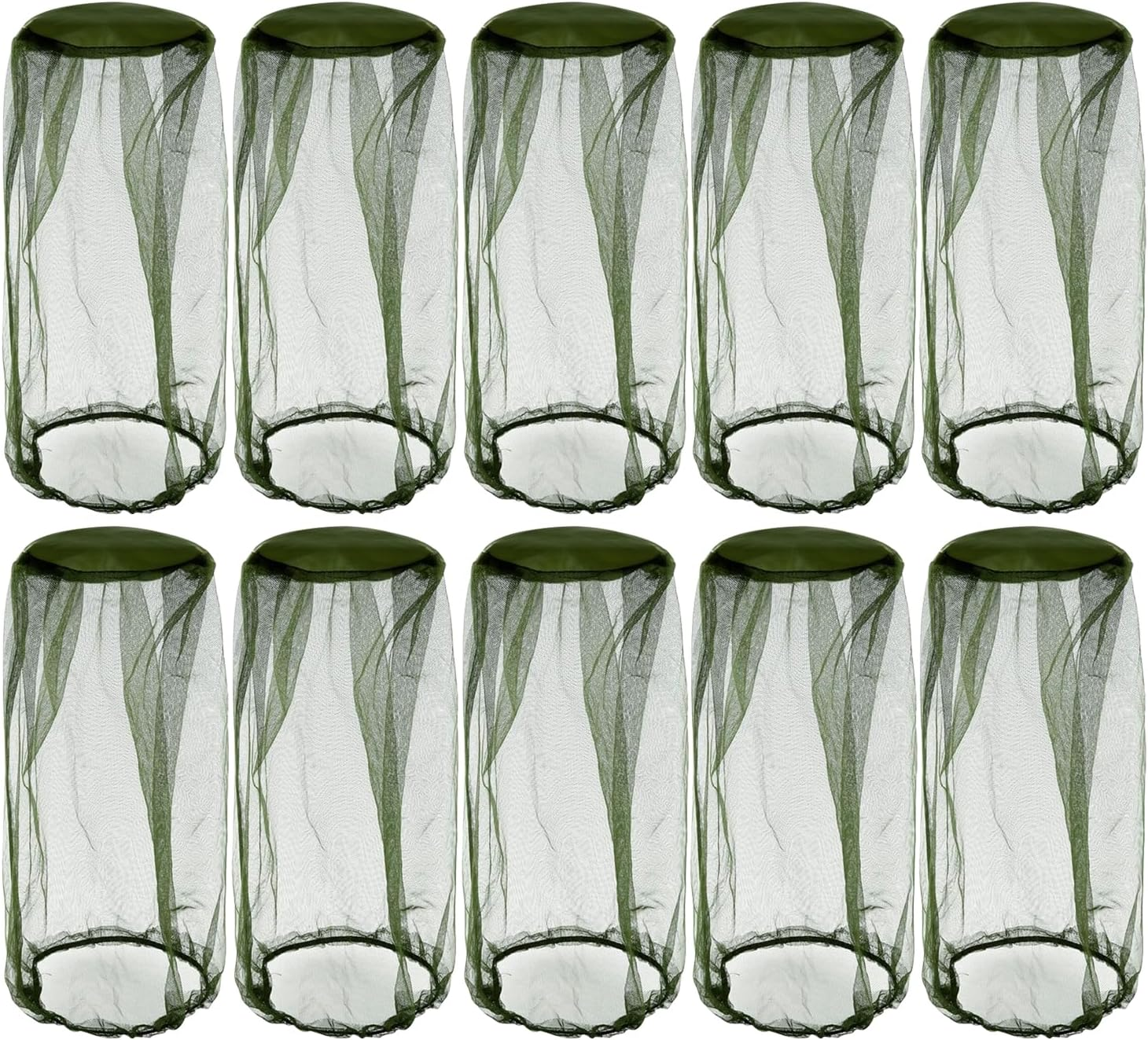 T Tersely 10 Packs of Mosquito Insect Head Net Mesh for Fly & Bug Protection from Fly Bee Bug Outdoor for Fishing Hiking Gardening Green image number 2