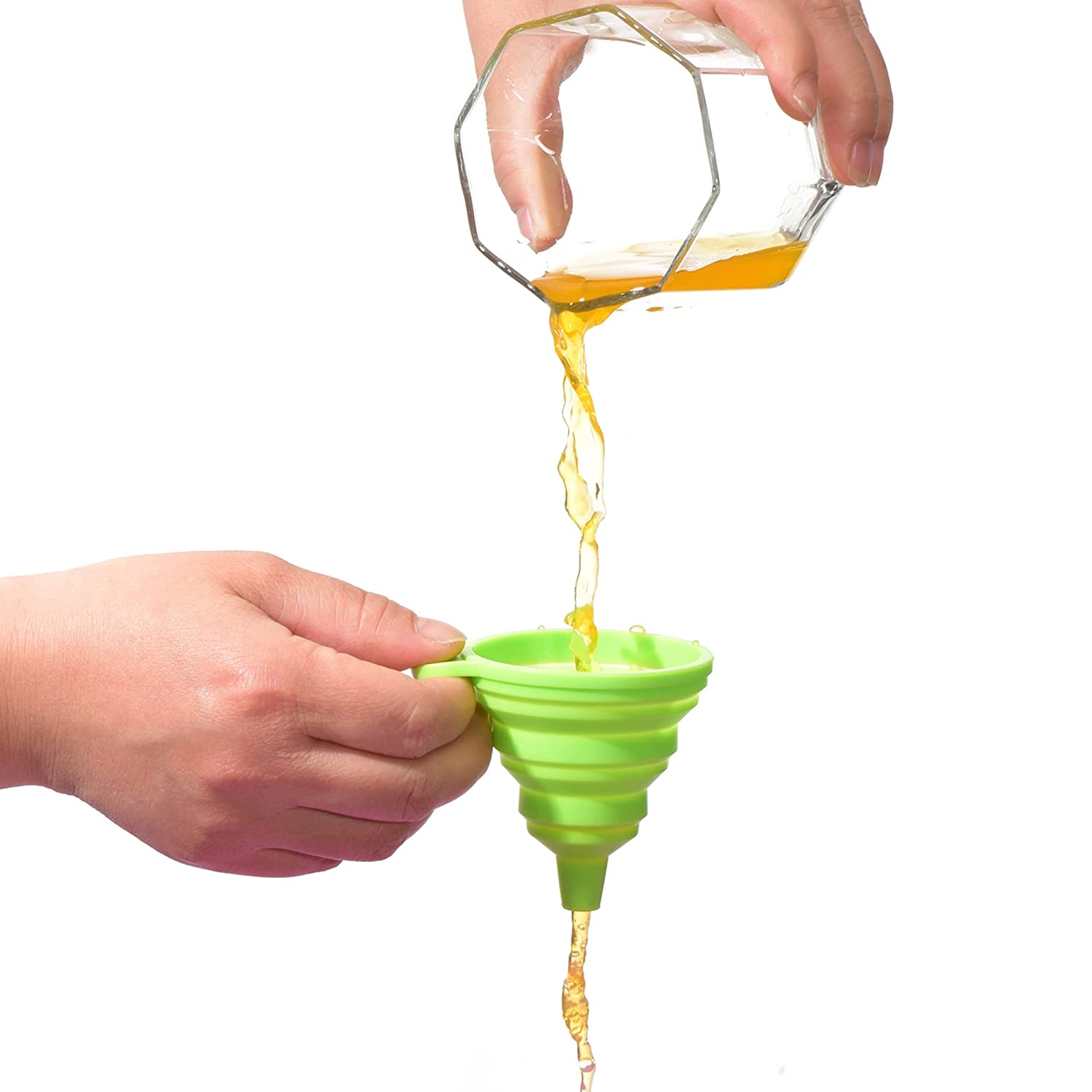 3 Sizes of Silicone Collapsible Funnel Set for Filling Bottles,Yenghome Small and Large Kitchen Gadgets Foldable Funnel for Water Bottle Liquid Transfer（14.5Cm 11Cm 7.6Cm Length） image number 4