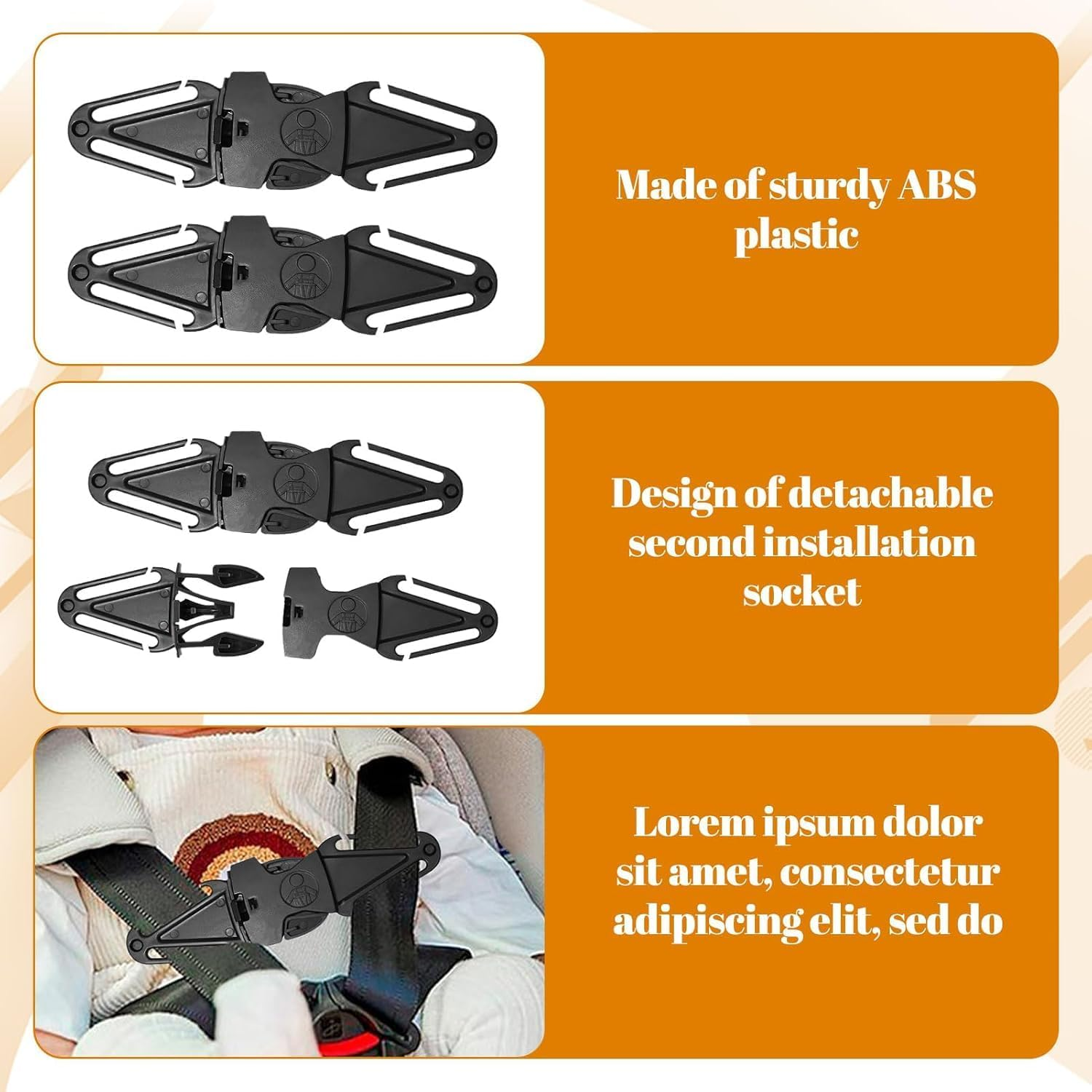 2PCS anti Escape Car Seat Straps Safety Clip Baby Harness Chest Clips, Car Seat Safety Clip Prevent Children Taking Their Arms Out of the Straps, Easy to Install & Universal Fit image number 4