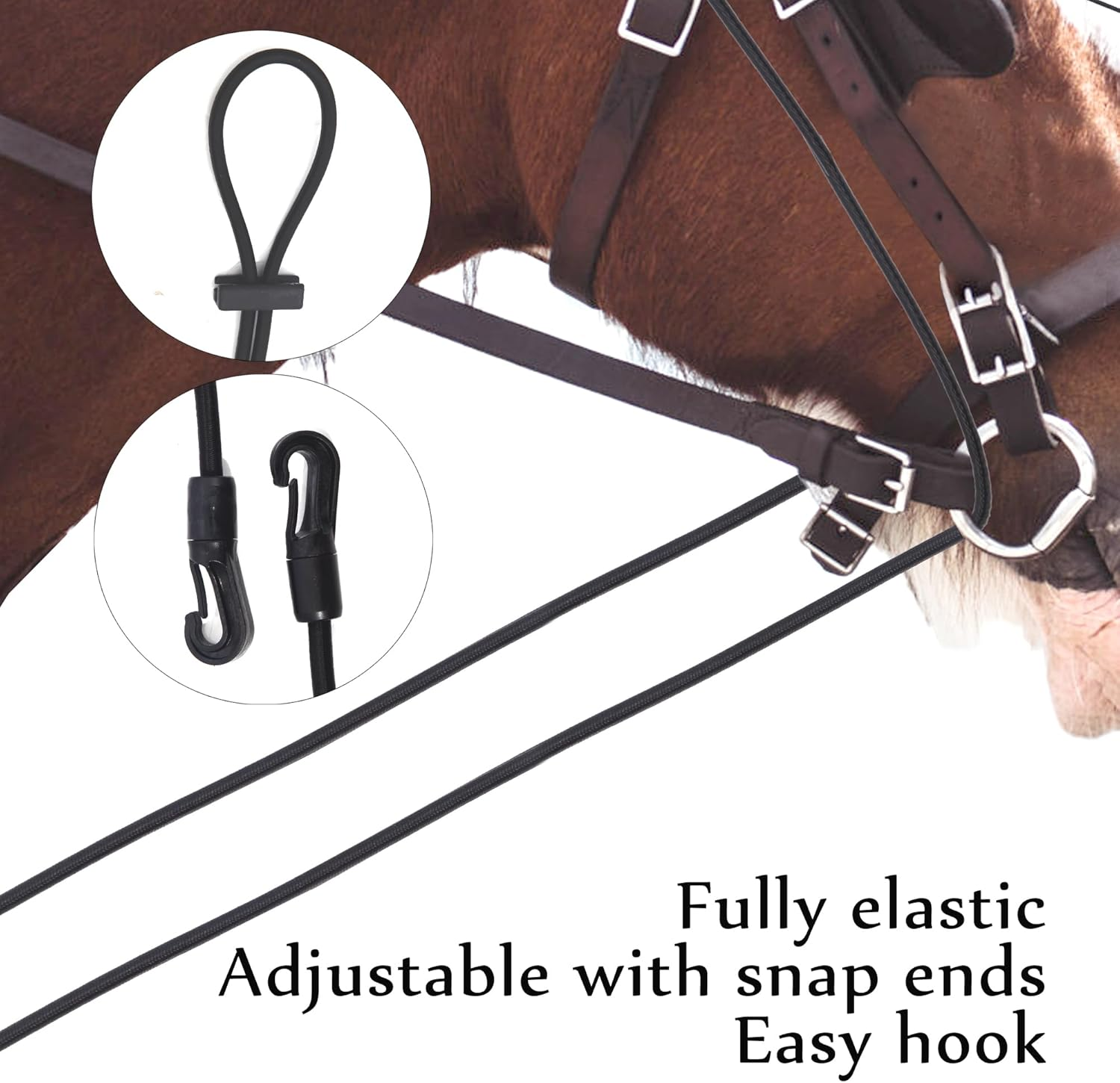 Extra Long 13Ft Horse Rein Elastic Neck Stretcher Adjustable Rope Bungees for Horse Training Aid Alternative to Side Reins 4 Meters image number 1