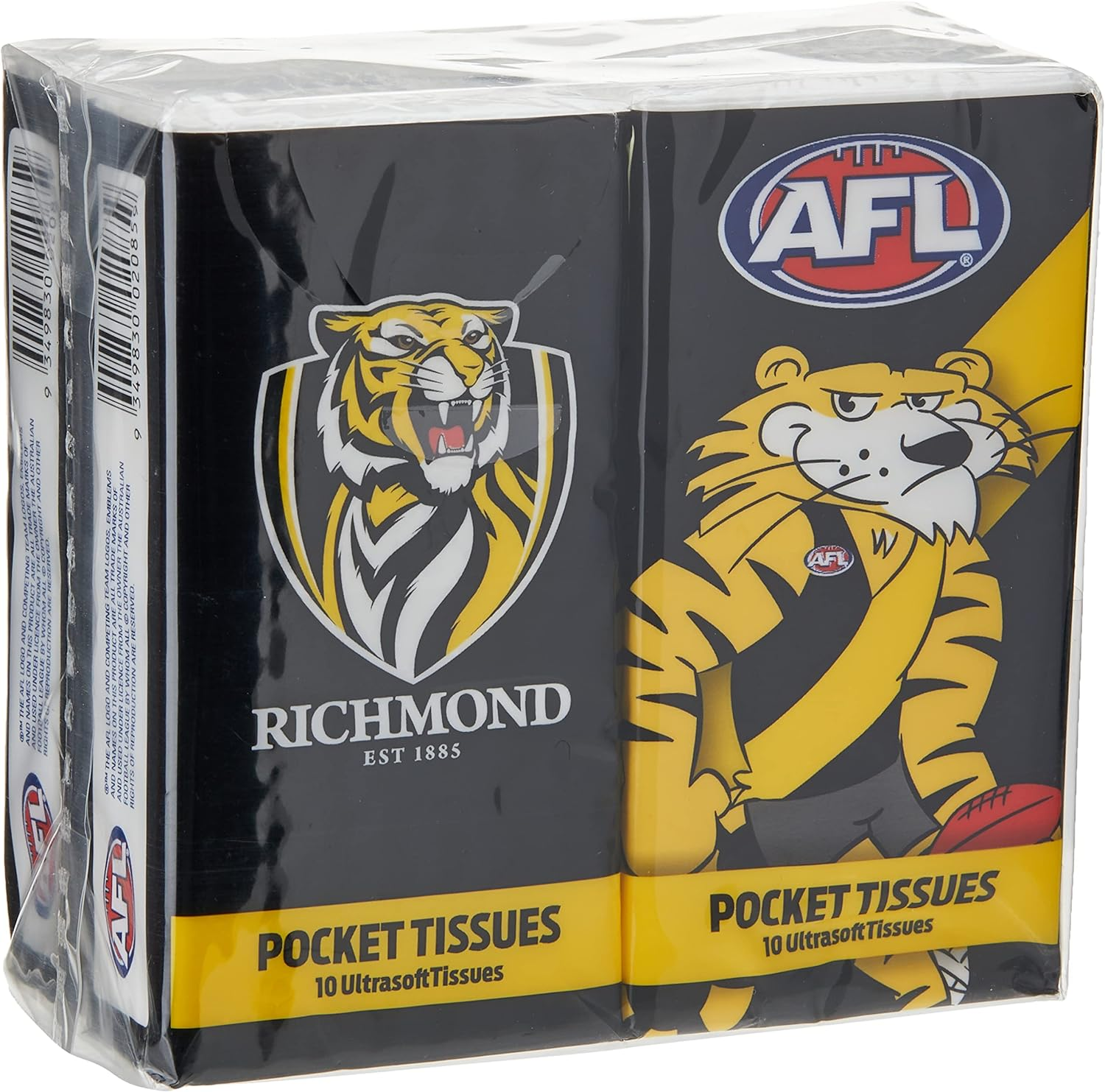 AFL Richmond Mascot Pocket Tissues (Pack of 4)