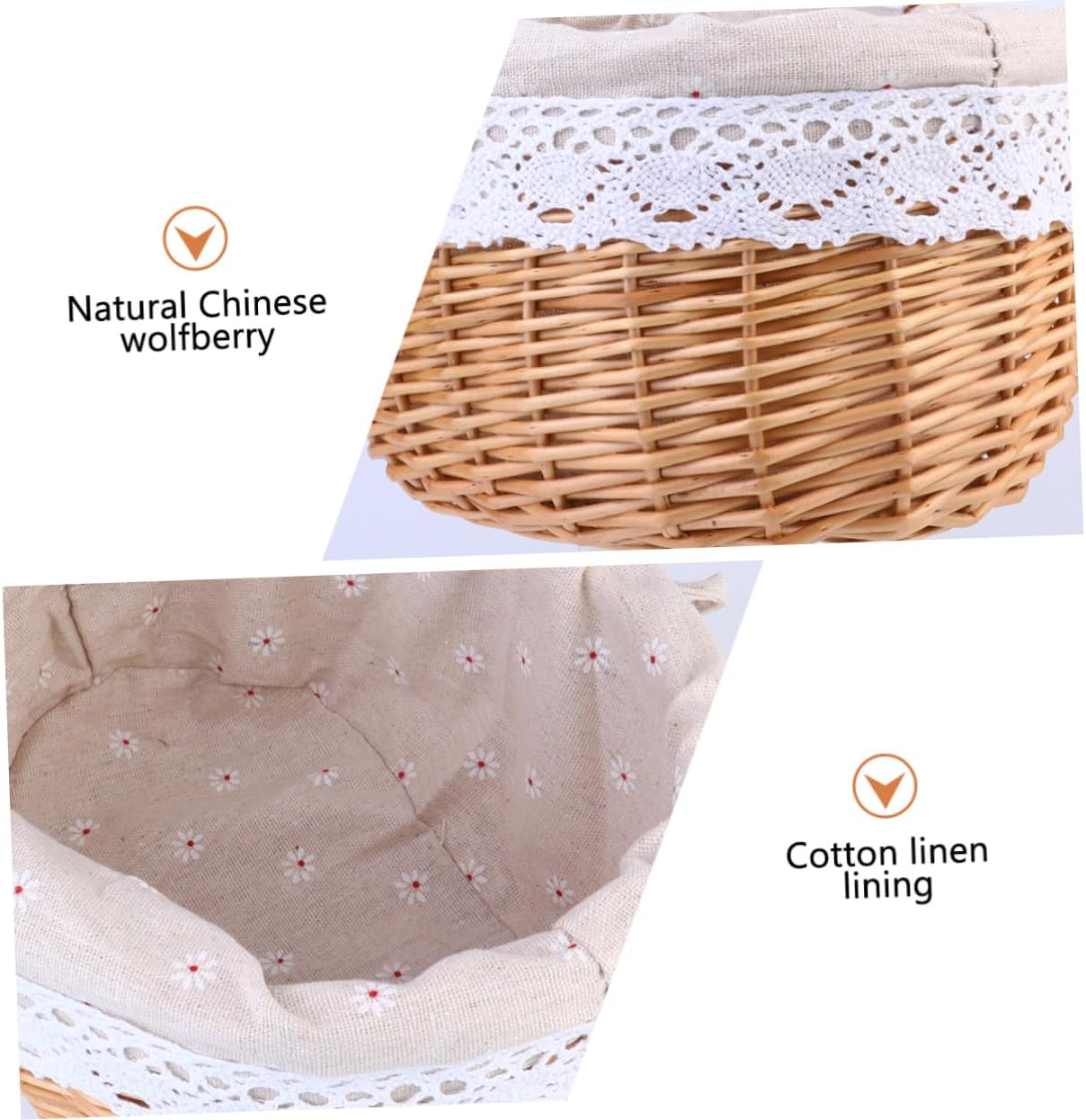 1Pc Wicker Woven Storage Basket with Linen Cloth Lining Versatile Basket for Wedding Blanket Storage Elegant Natural Design image number 6