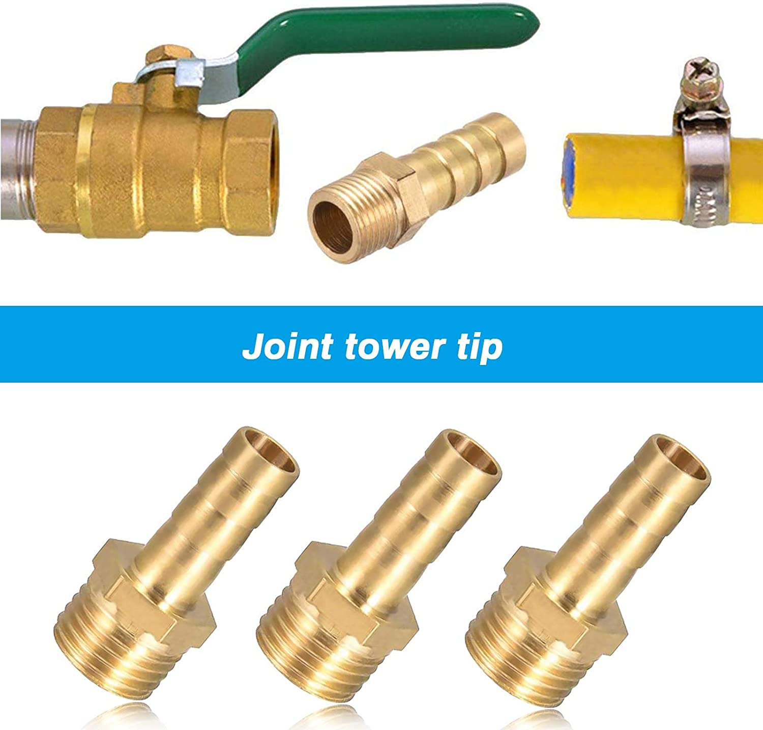Emsea 2 Pcs 1/4Inch/6Mm Brass Barbed Hose Fitting Coupler Connector with 1/4 Inch Male BSP Thread Pipe Nipple Fitting for Air Water Fuel Oil Gas image number 1