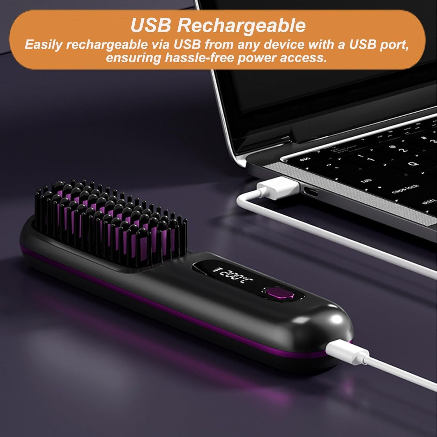 Portable Straightener Brush - Gobrush Pro, Go Brush Pro Straightener Rechargeable & Cordless Mini Hair Straightener Comb,Portable Straightening Brush for Travel (Black) image number 1