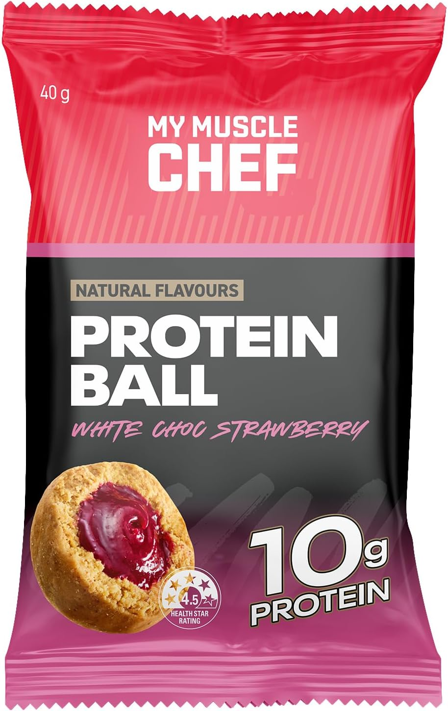 Protein Ball White Choc Strawberry Pack of 12 X 40G image number 1