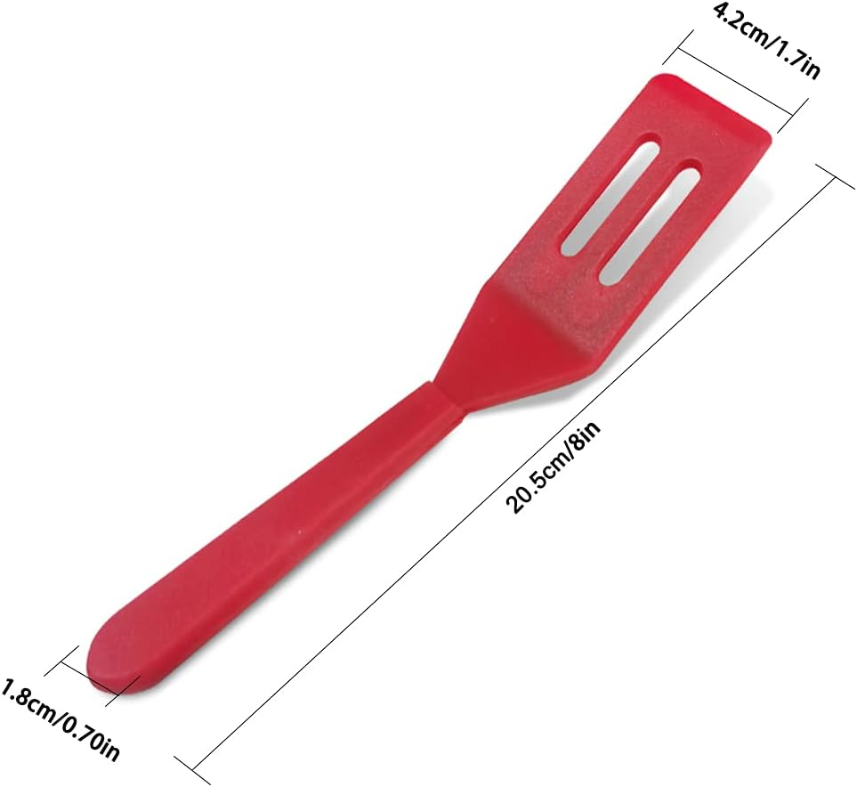 DLAND Mini Silicone Spatula 2-Pack - Nonstick, Heat-Resistant Flexible Cookie Spatula for Baking, Flipping Eggs, Small Pans, Dishwasher Safe (Red & Black) image number 4