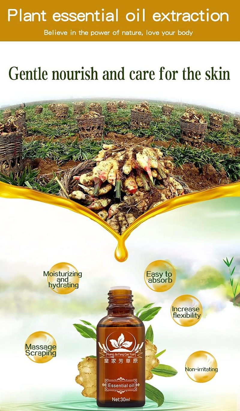 3 Pack Lymphatic Drainage Ginger Oil, Belly Drainage Ginger Oil Massage to Promote Blood Circulation Reduce Adipose Tissue Relieves Muscle Swelling and Pain-30Ml image number 6