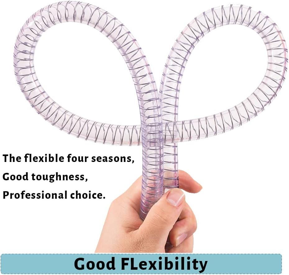 DAVCO 5/8" ID - 10 Ft Steel Wire Reinforced Vinyl Tubing Flexible Clear Plastic Heavy Duty PVC Hose for Dust Collection