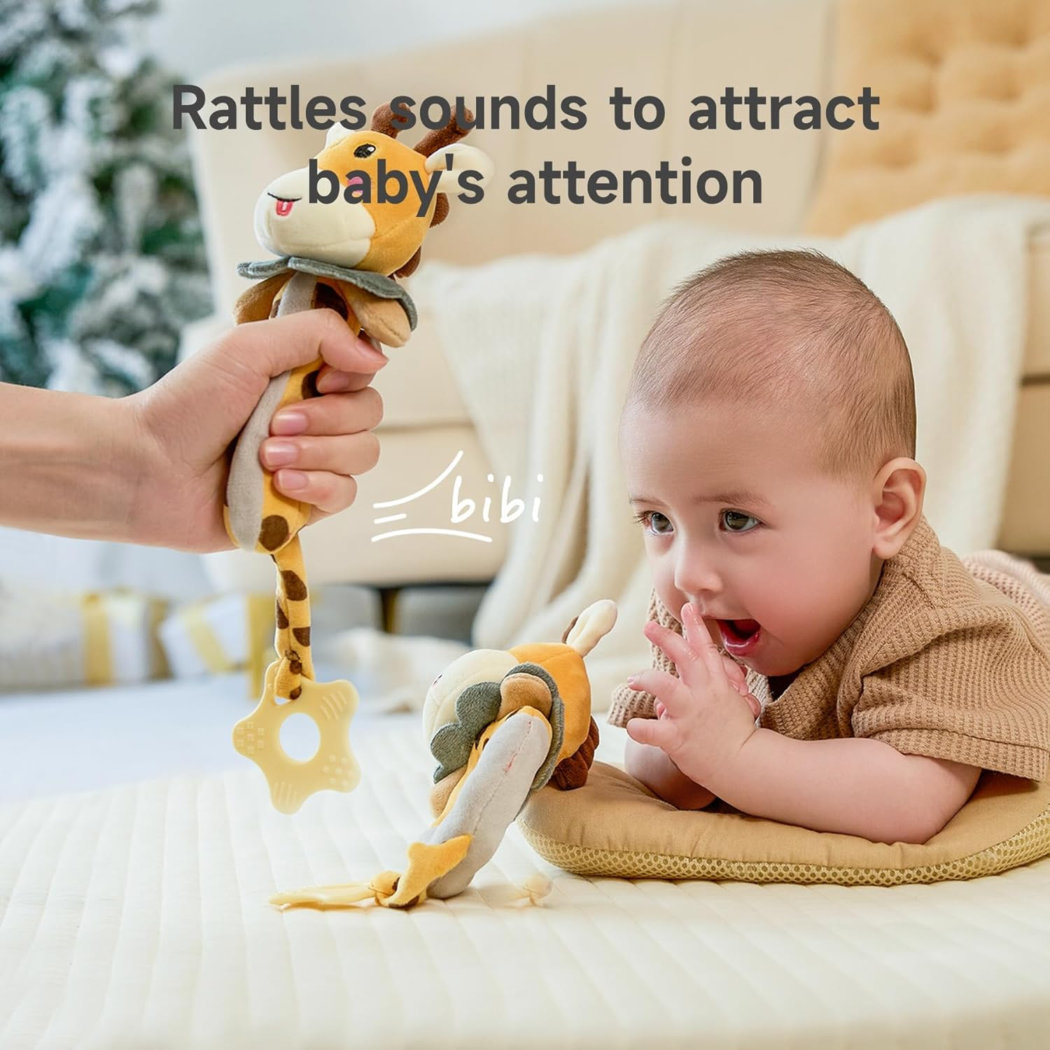 TUMAMA Baby Rattles 0-6 Months, 3Pcs Infant Boy Toys Rattles for Babies 0-6 Months, Super Soft Plush Rattles Sensory Toys for Newborn Gift image number 4